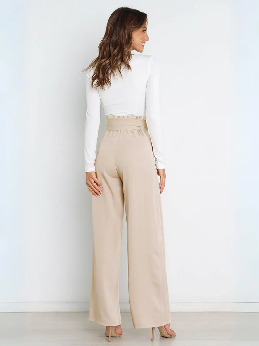 Iconic High Rise Pocketed Trouser Pants - Apricot - Image 3