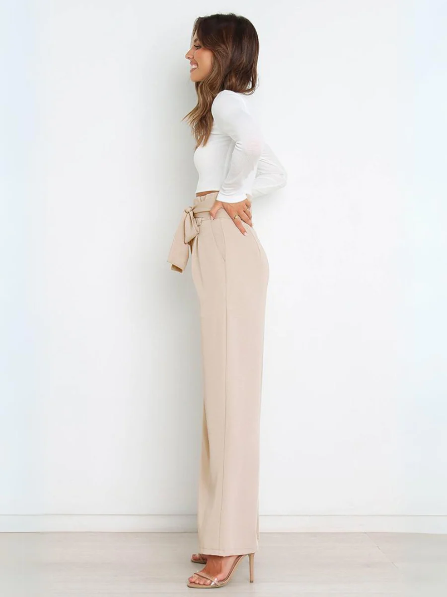 Iconic High Rise Pocketed Trouser Pants - Apricot - Image 4