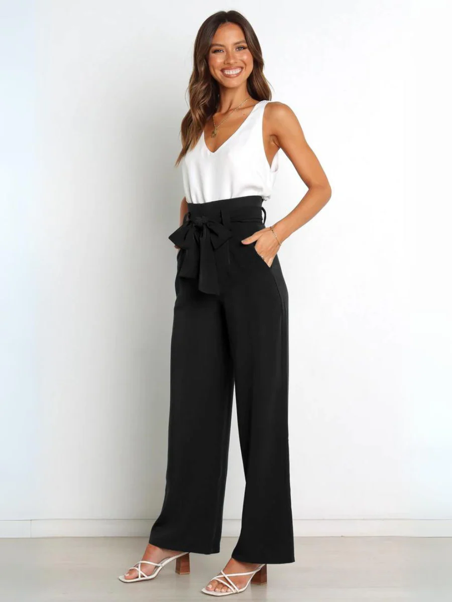 Iconic High Rise Pocketed Trouser Pants - Black - Image 3