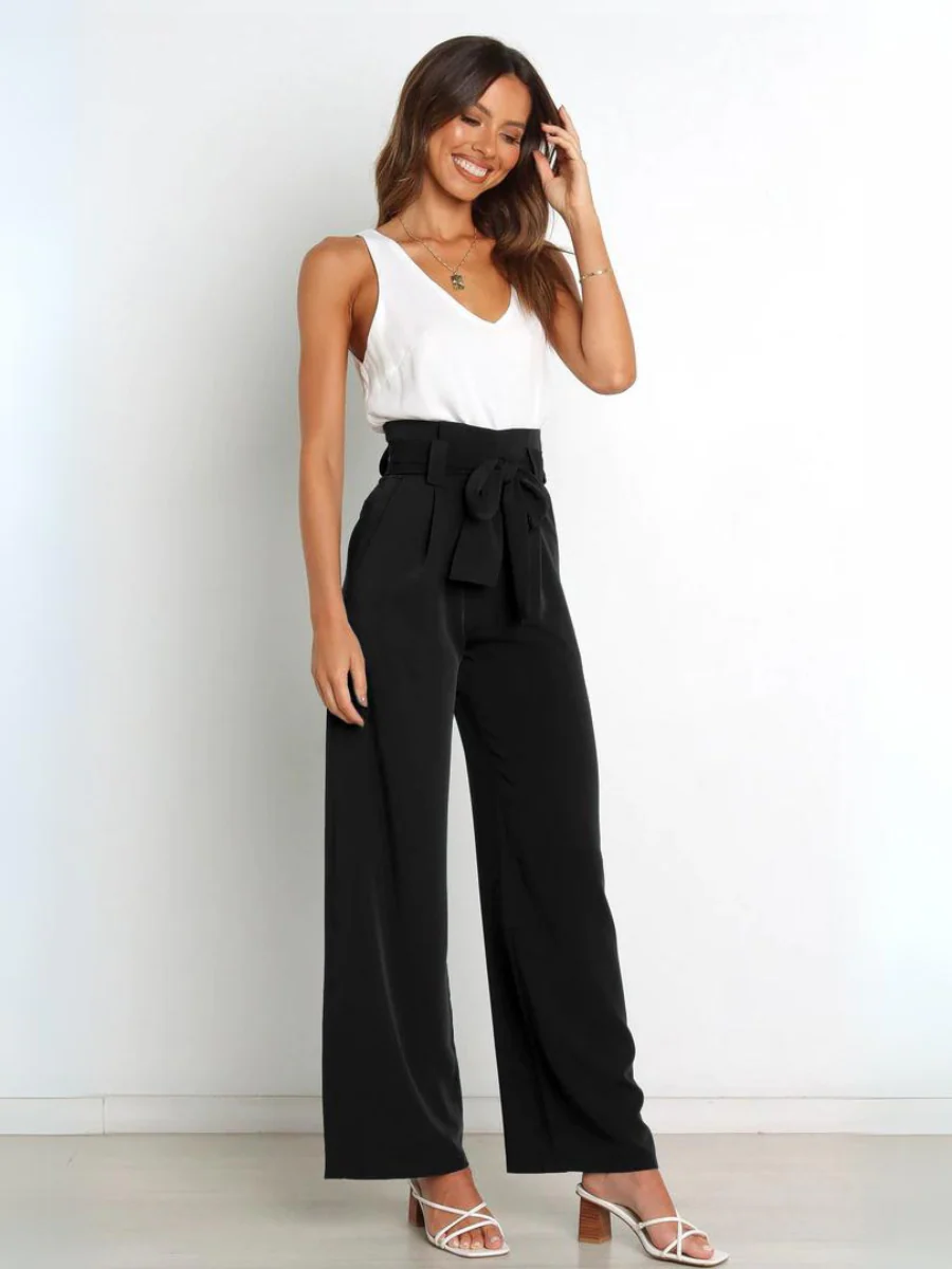 Iconic High Rise Pocketed Trouser Pants - Black - Image 4