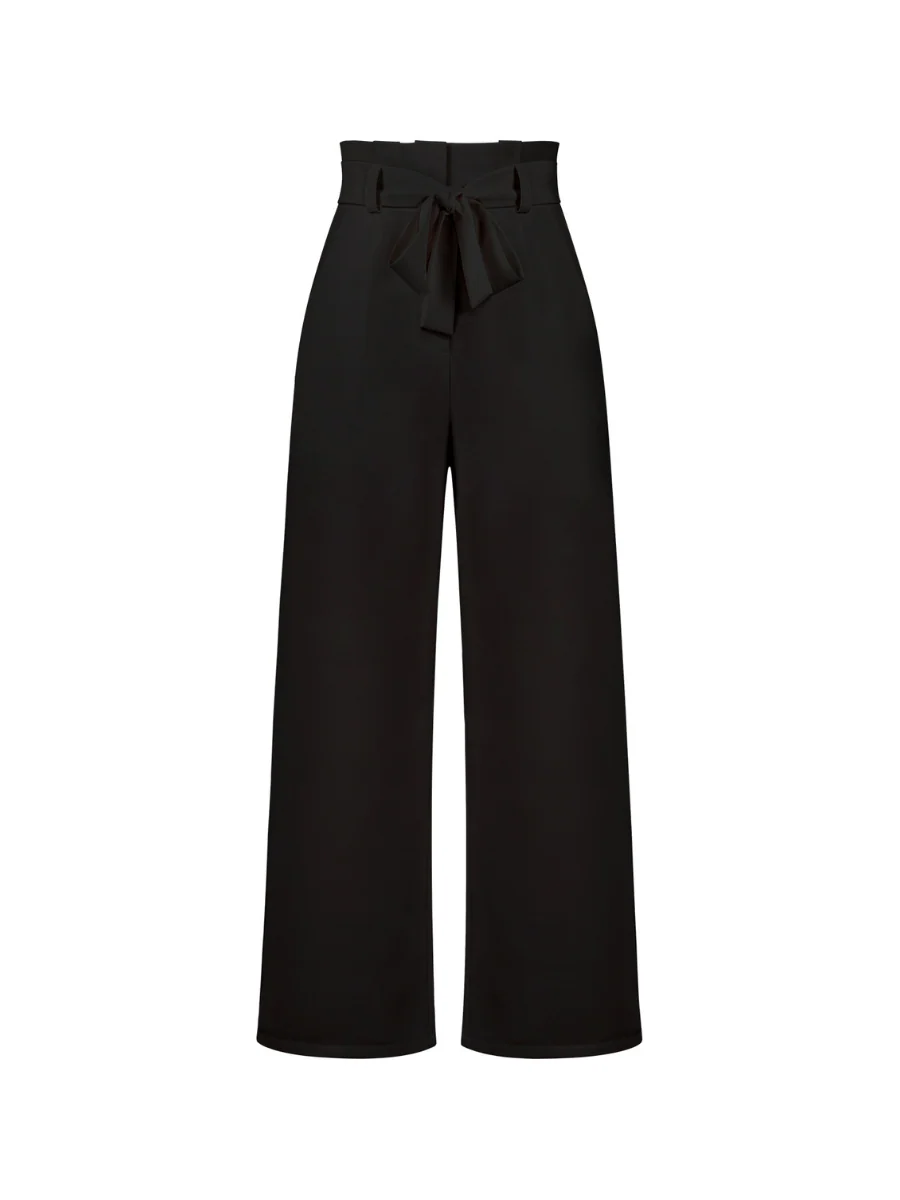 Iconic High Rise Pocketed Trouser Pants - Black - Image 8