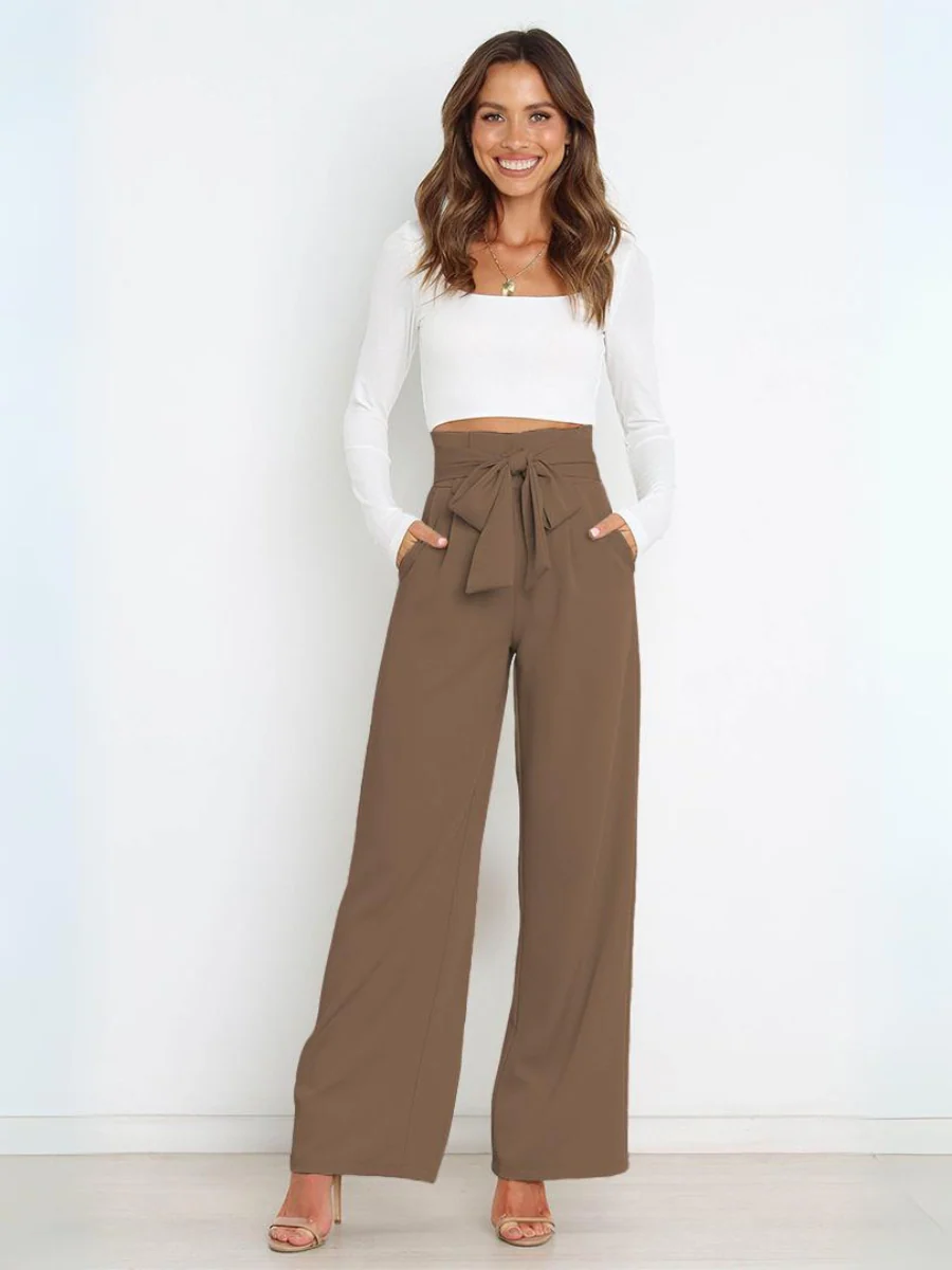 Iconic High Rise Pocketed Trouser Pants - Khaki - Image 6
