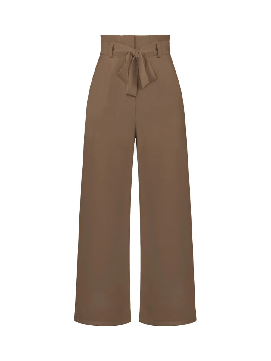 Iconic High Rise Pocketed Trouser Pants - Khaki - Image 8