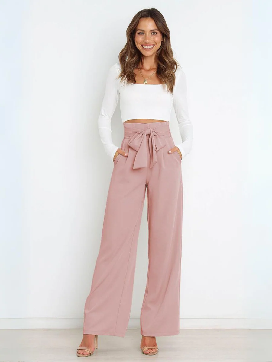 Iconic High Rise Pocketed Trouser Pants - Pink - Image 2