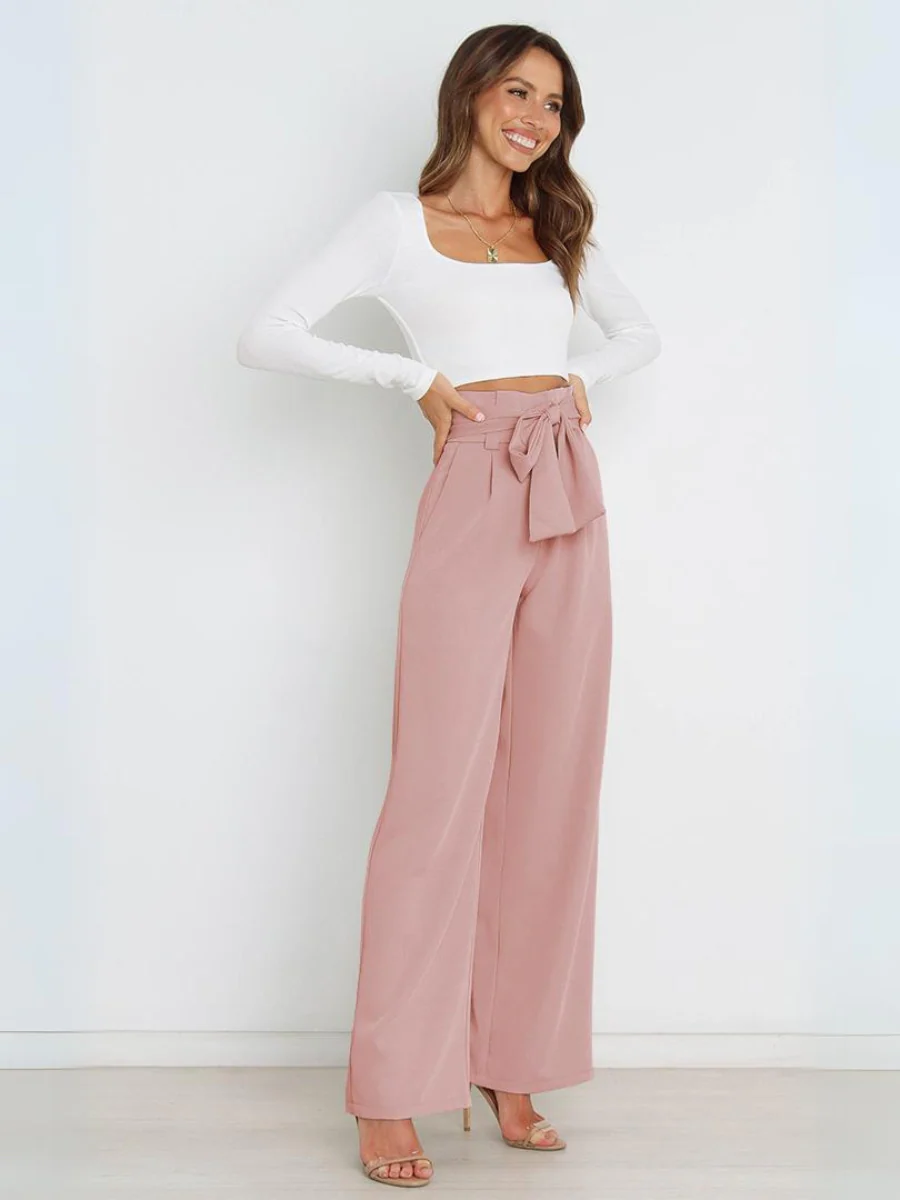 Iconic High Rise Pocketed Trouser Pants - Pink - Image 5