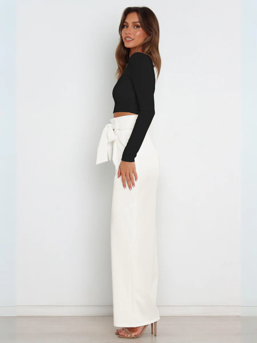 Iconic High Rise Pocketed Trouser Pants - White - Image 4