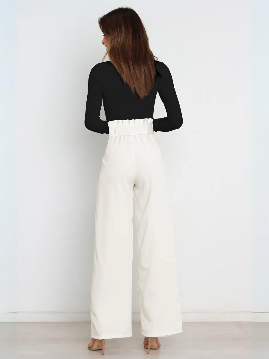 Iconic High Rise Pocketed Trouser Pants - White - Image 6