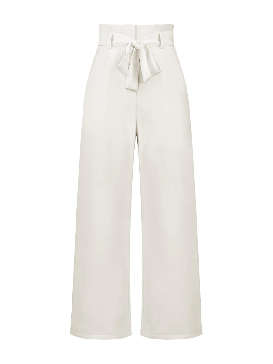 Iconic High Rise Pocketed Trouser Pants - White - Image 8