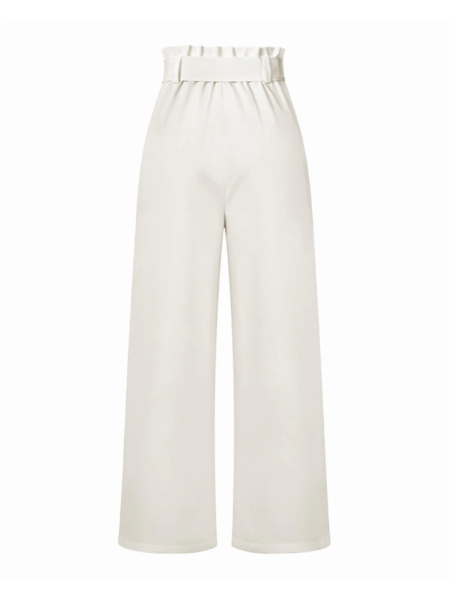 Iconic High Rise Pocketed Trouser Pants - White - Image 9