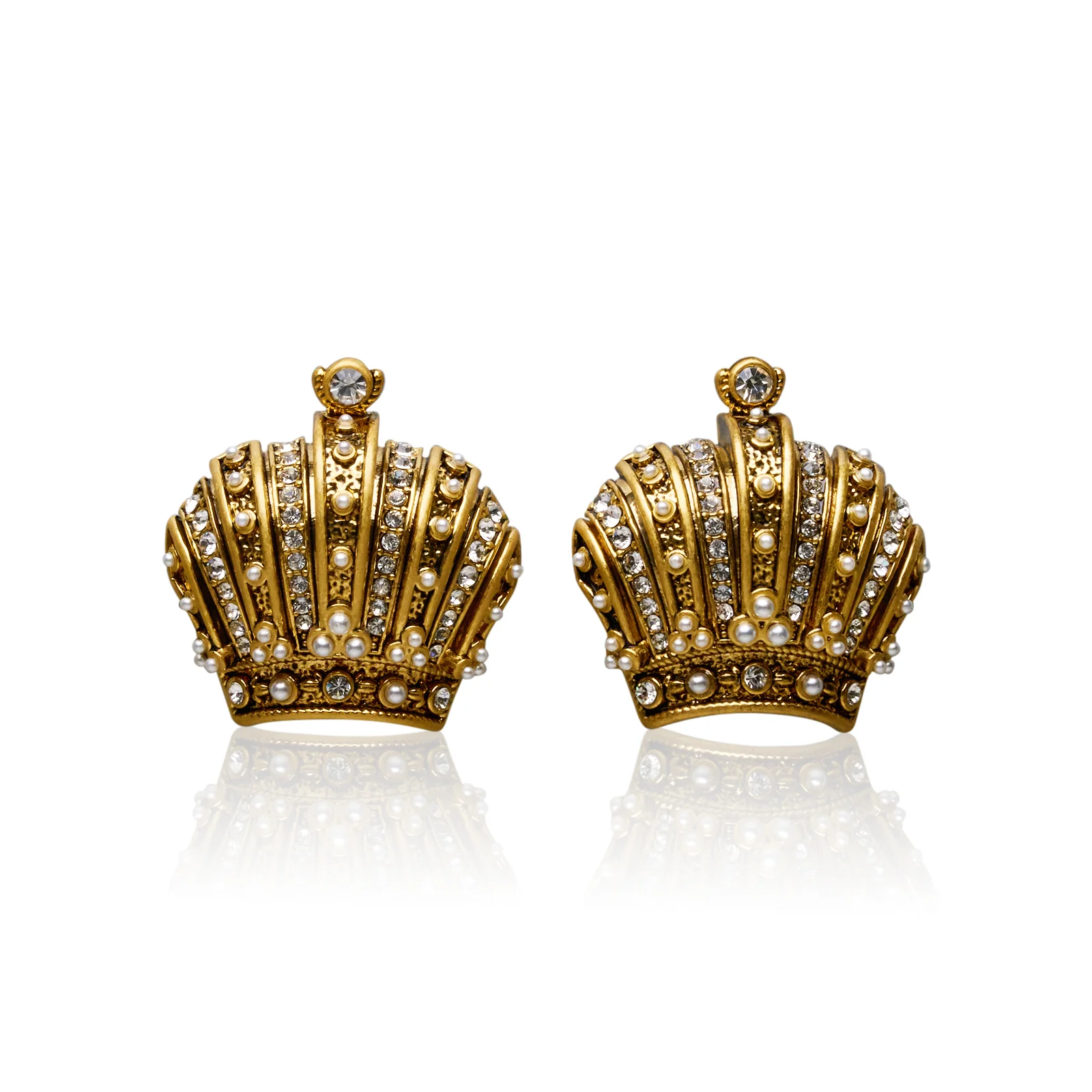 Imperial Crown Rhinestone Embellished Stud Earrings - Image 10