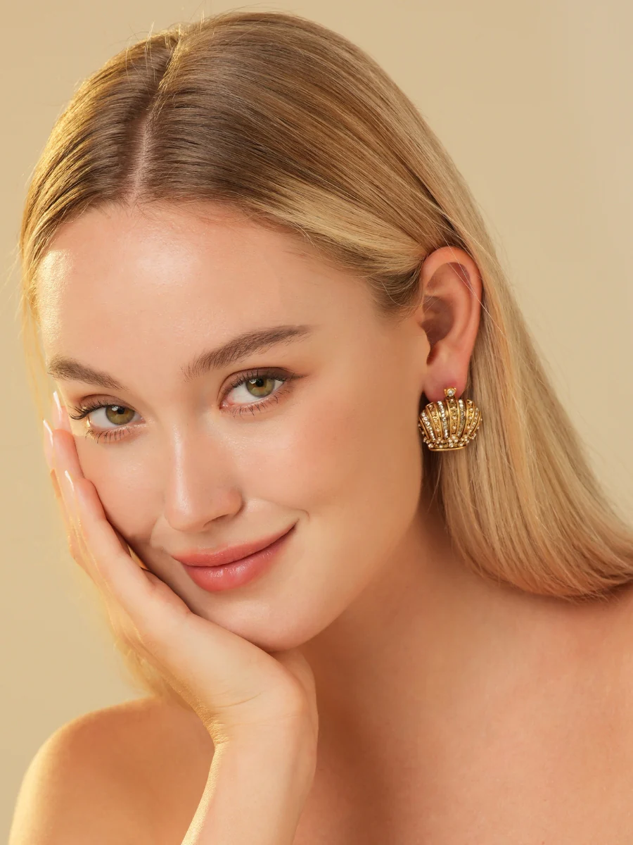Imperial Crown Rhinestone Embellished Stud Earrings - Image 6
