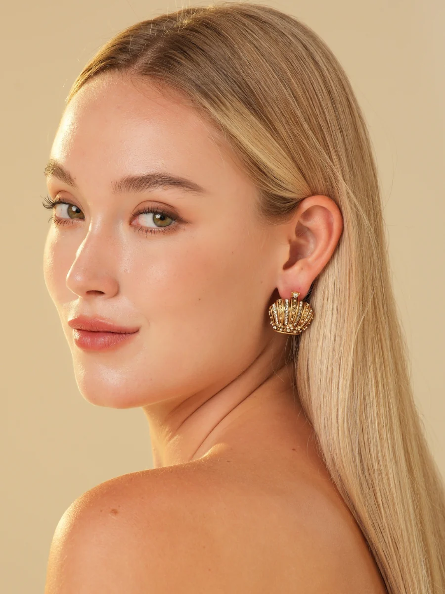 Imperial Crown Rhinestone Embellished Stud Earrings - Image 7