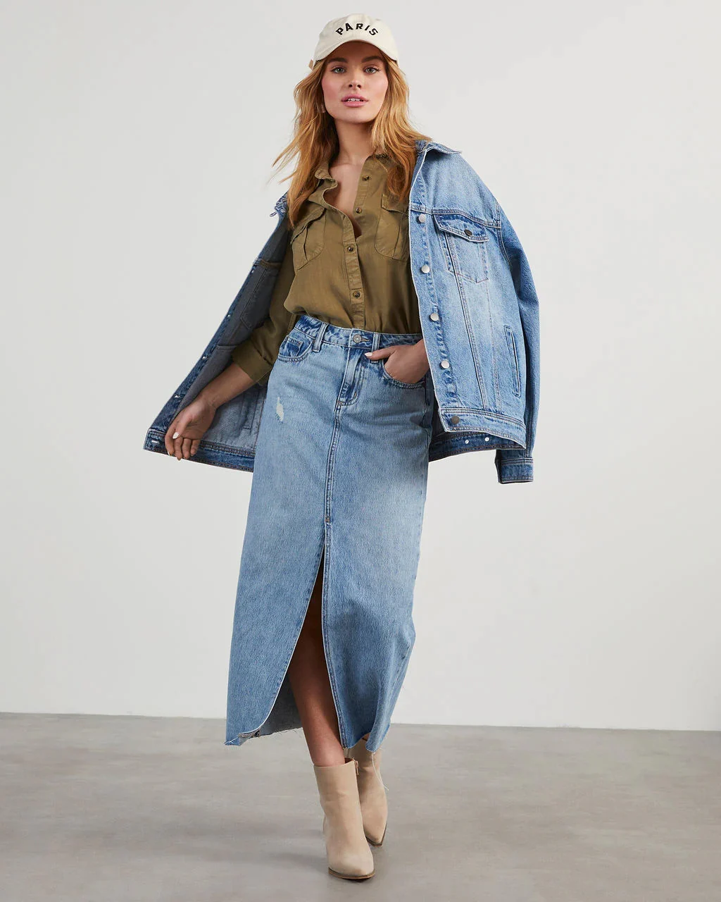 Industry Cargo Denim Shirt - Olive - Image 6