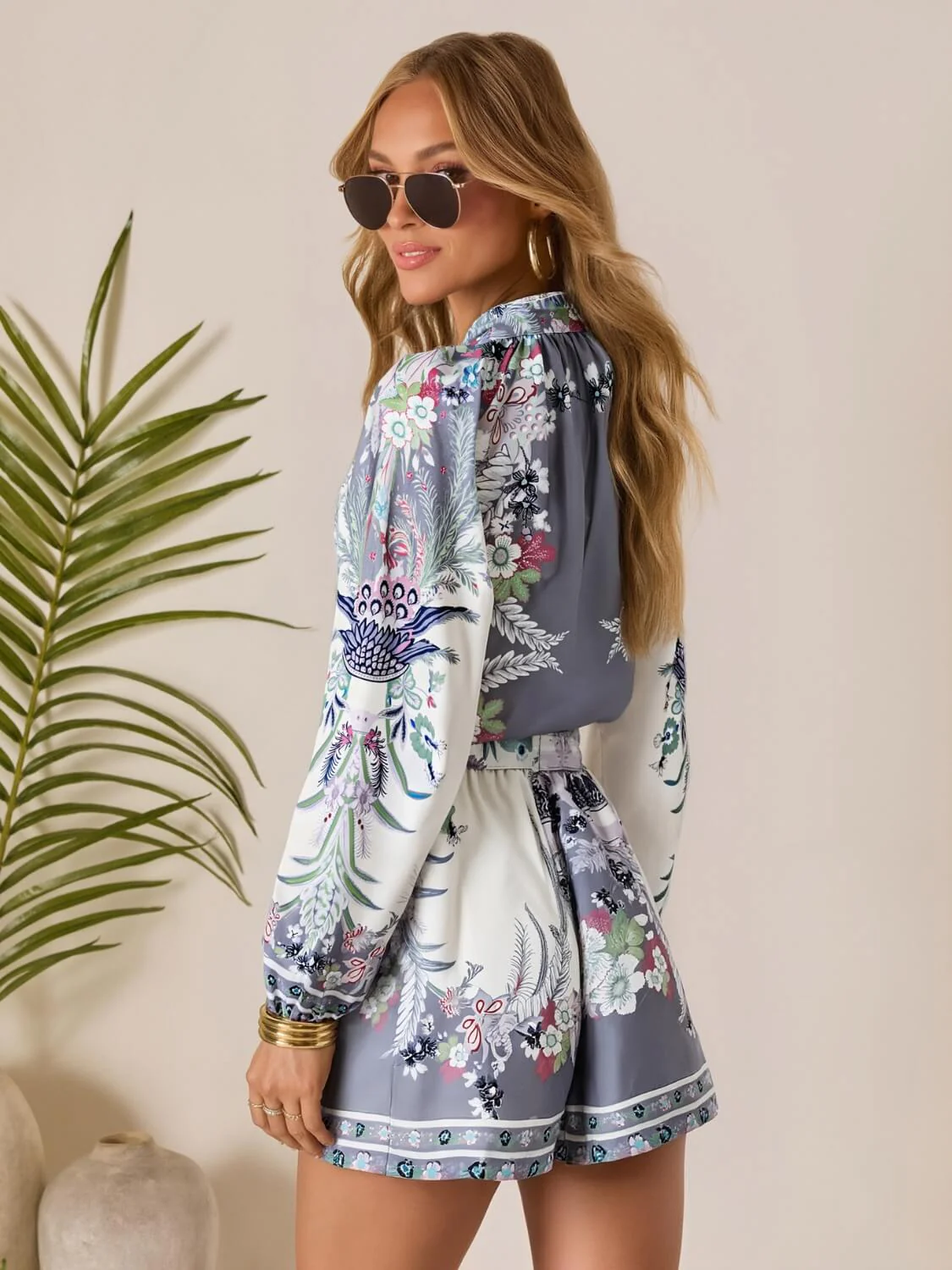 Island Current Floral Printed Linen Blend Matching Sets - Image 4