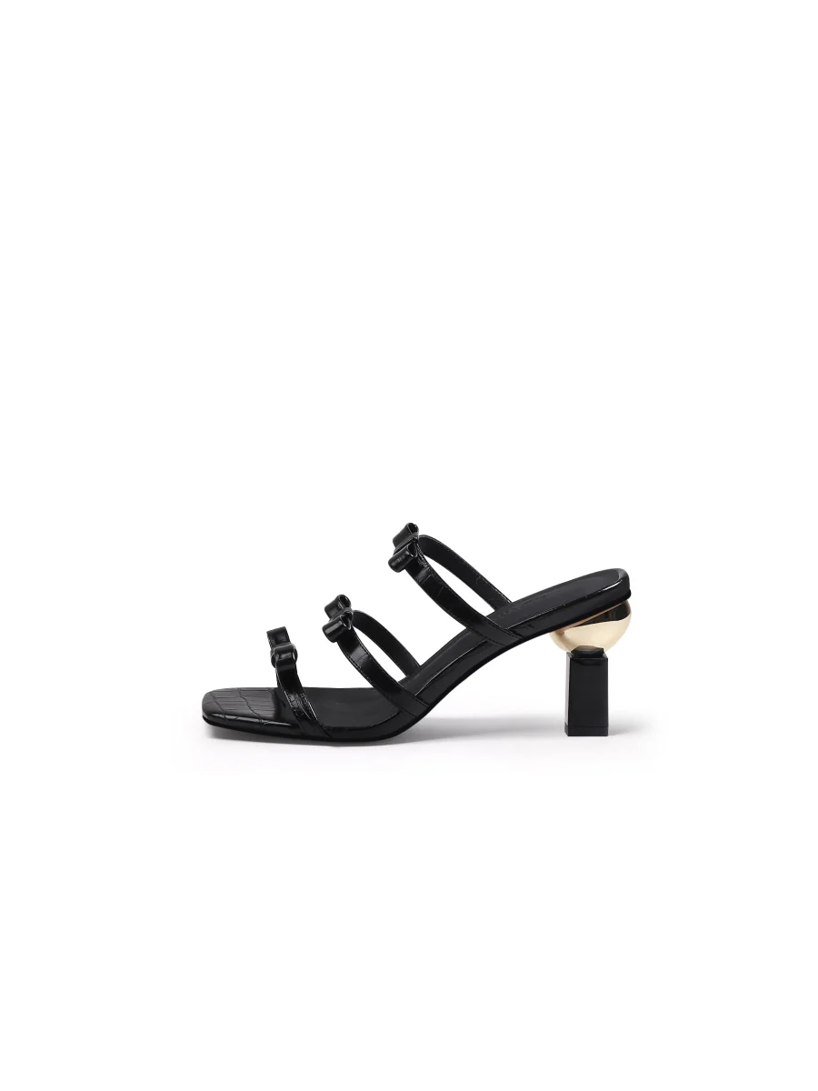 JadyRose | Isora Triple Bow Strap Heel Pump - Black - Image 4