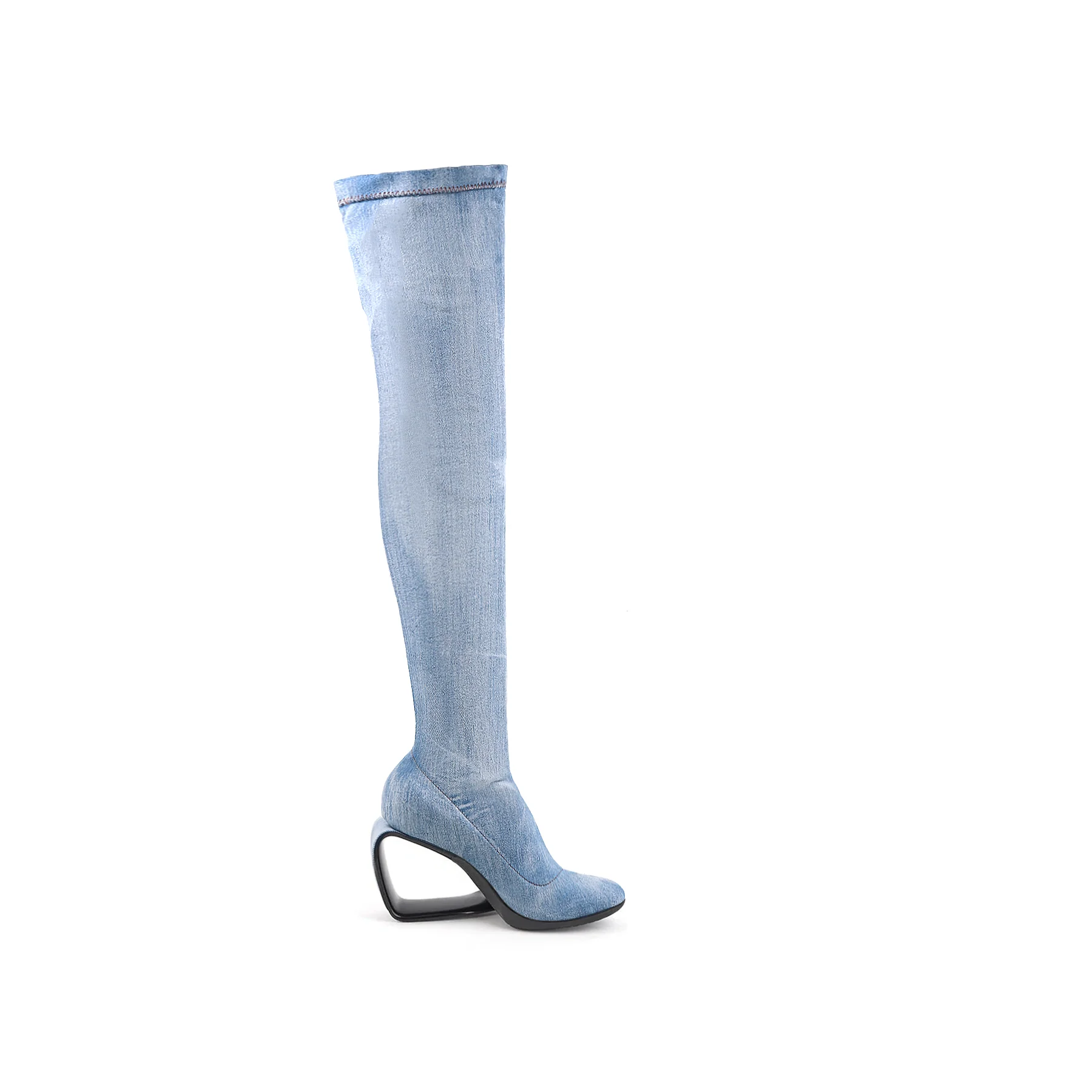 Jady Rose | Alfie Over-The-Knee Distressed Denim Boots - Image 7