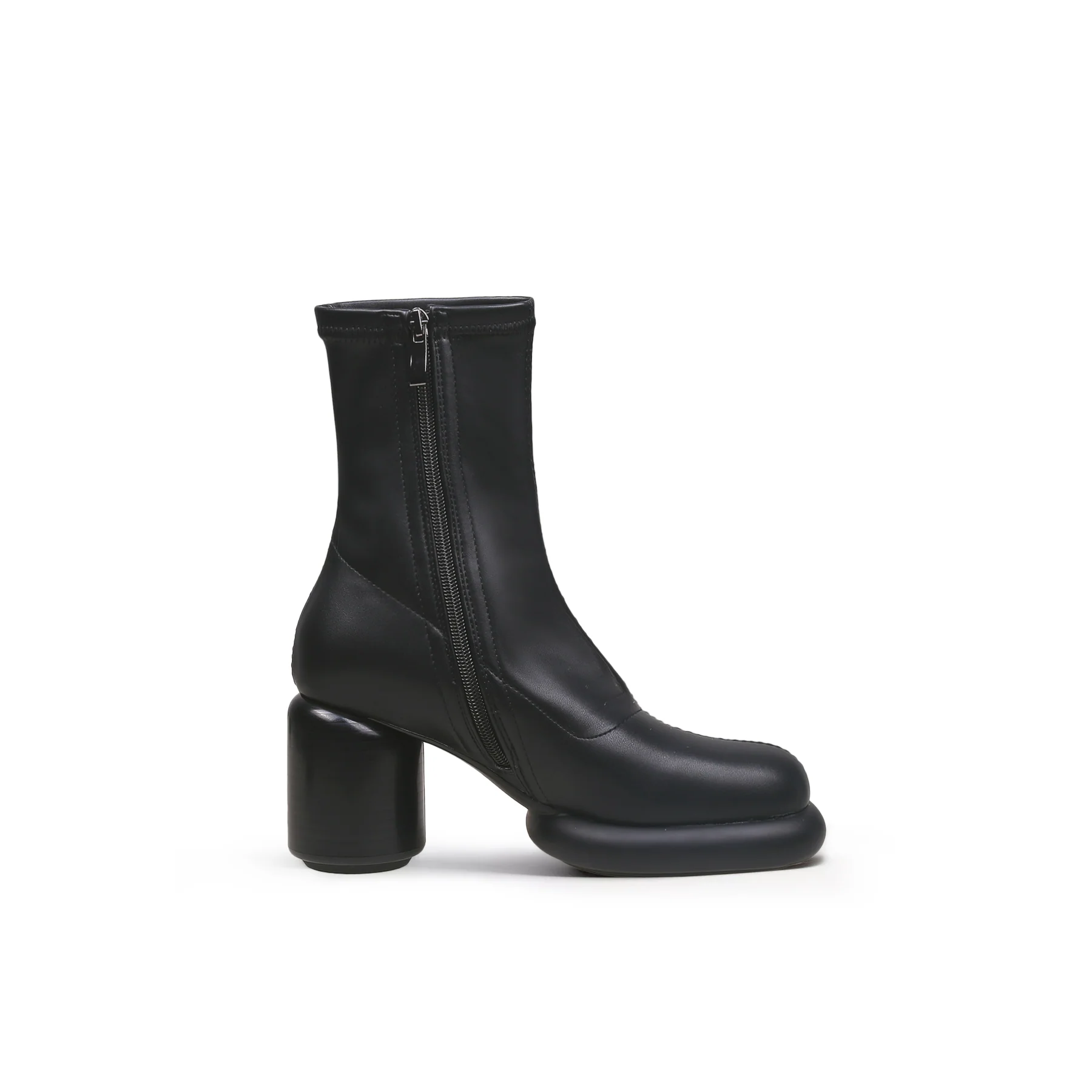 JADY ROSE | BLACK LEATHER BLOCK HEEL SOCK BOOT - Image 10