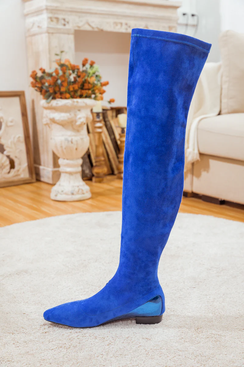 JADY ROSE | BLACK OVER KNEE KNIT SHAFT BOOT SAPPHIRE BLUE - Image 3