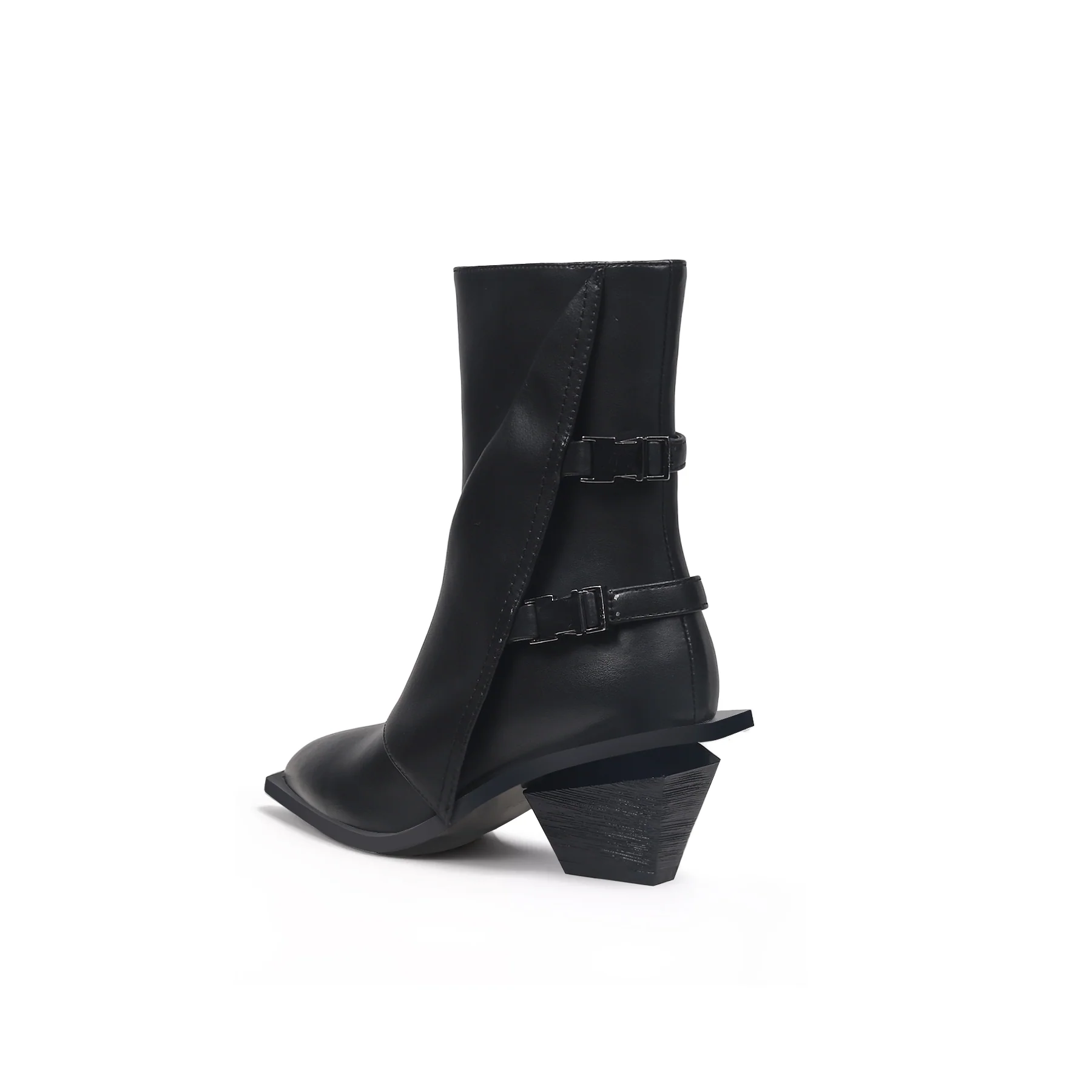 JADY ROSE | BLOCK HEEL LEATHER ANKLE BOOTIE - BLACK - Image 11