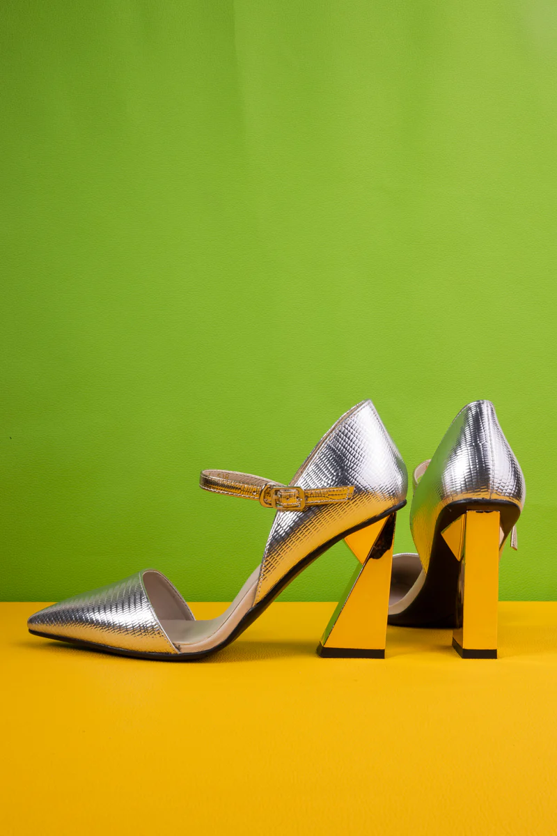 Jady Rose | Dreamscape Cro-Pattern Leather Heel Pump - Silver - Image 7