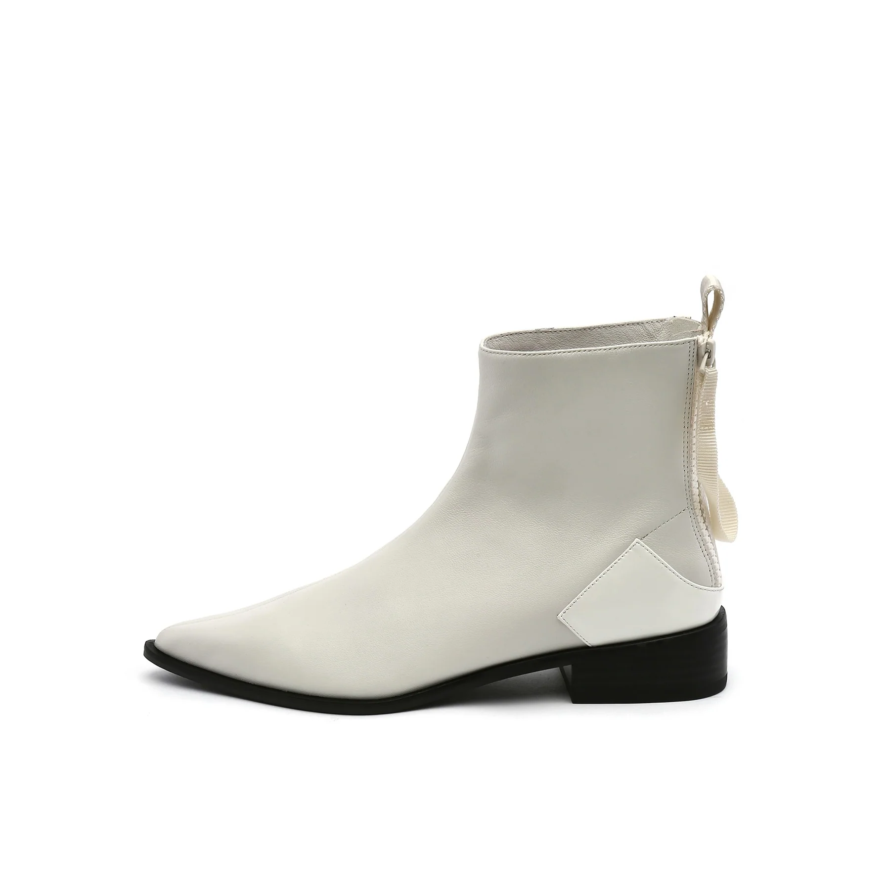 JADY ROSE | IVORY BACK-ZIP LEATHER ANKLE BOOT - Image 3