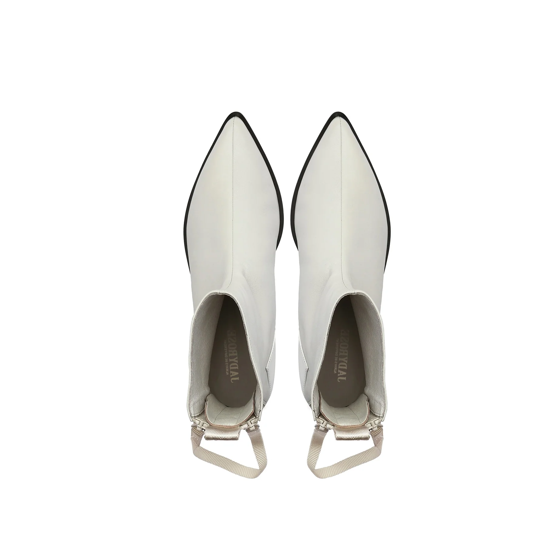 JADY ROSE | IVORY BACK-ZIP LEATHER ANKLE BOOT - Image 5