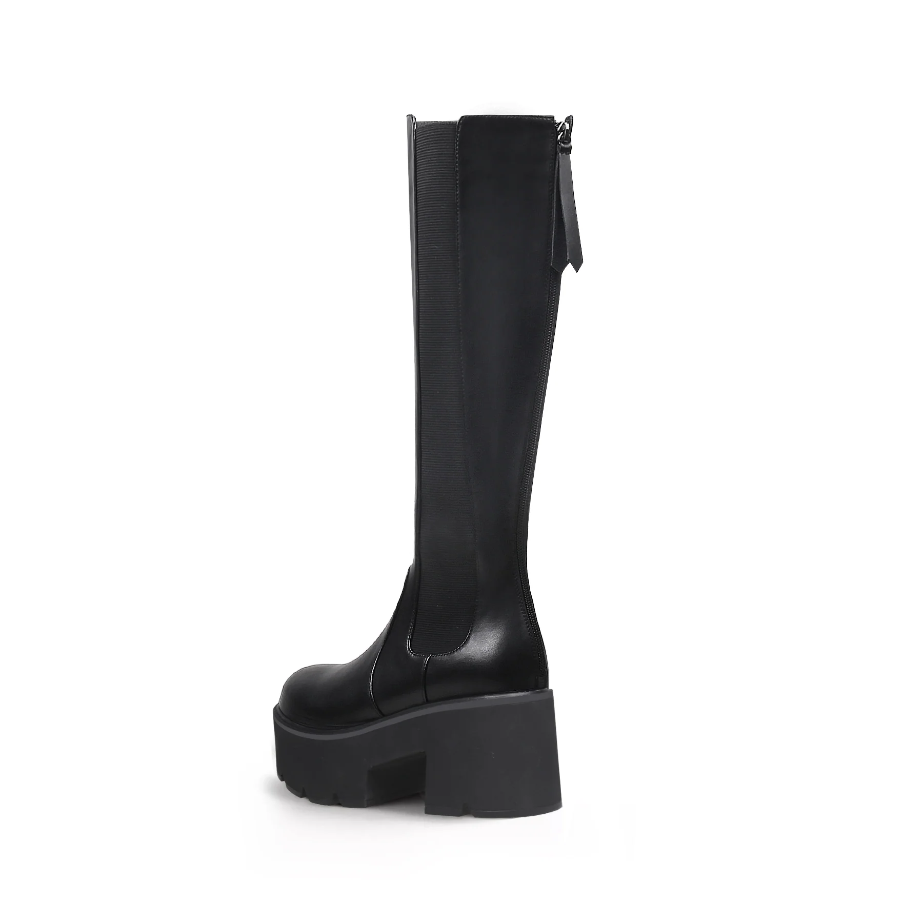 JADY ROSE | LUG SOLE KNEE HIGH LEATHER BOOT - BLACK - Image 3