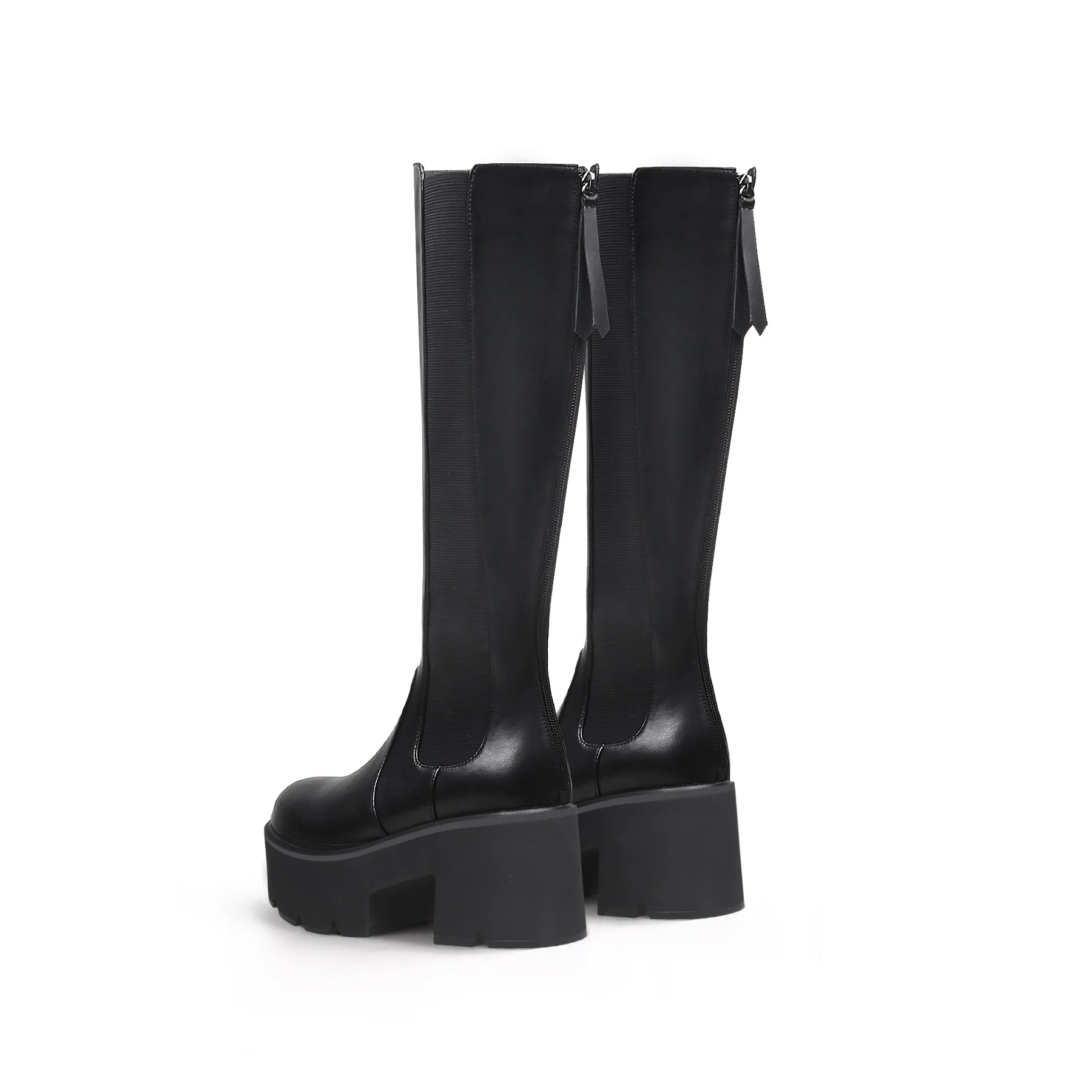 JADY ROSE | LUG SOLE KNEE HIGH LEATHER BOOT - BLACK - Image 5
