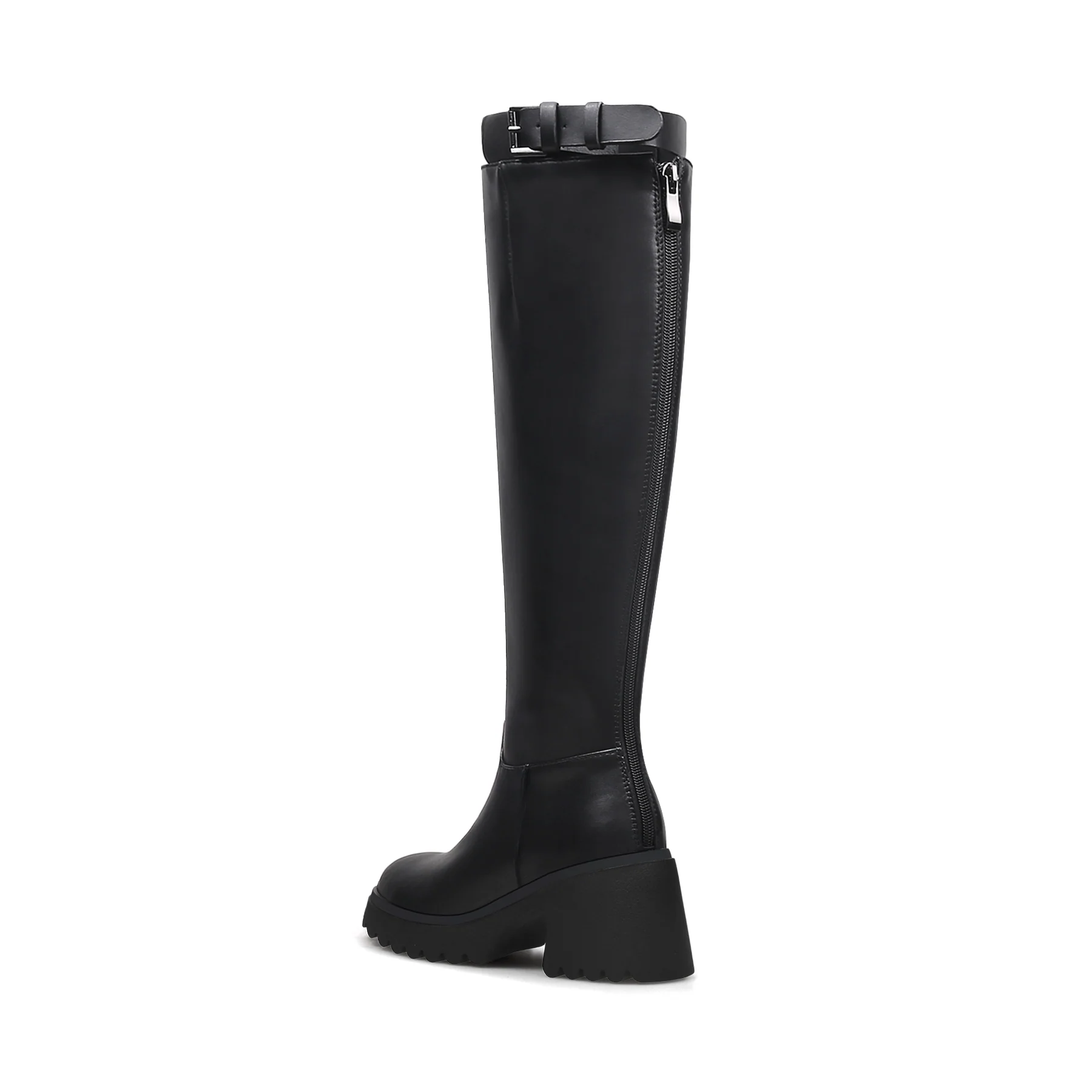 JADY ROSE | LUG SOLE KNEE HIGH LEATHER BOOT - BLACK - Image 10