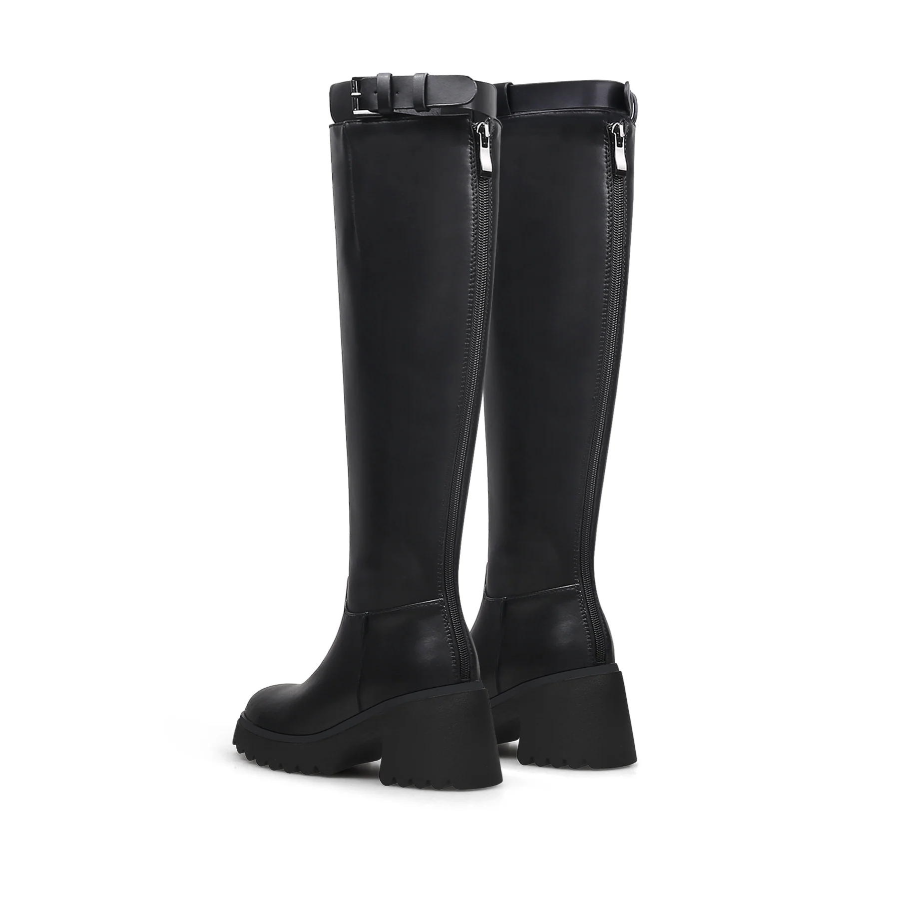 JADY ROSE | LUG SOLE KNEE HIGH LEATHER BOOT - BLACK - Image 6
