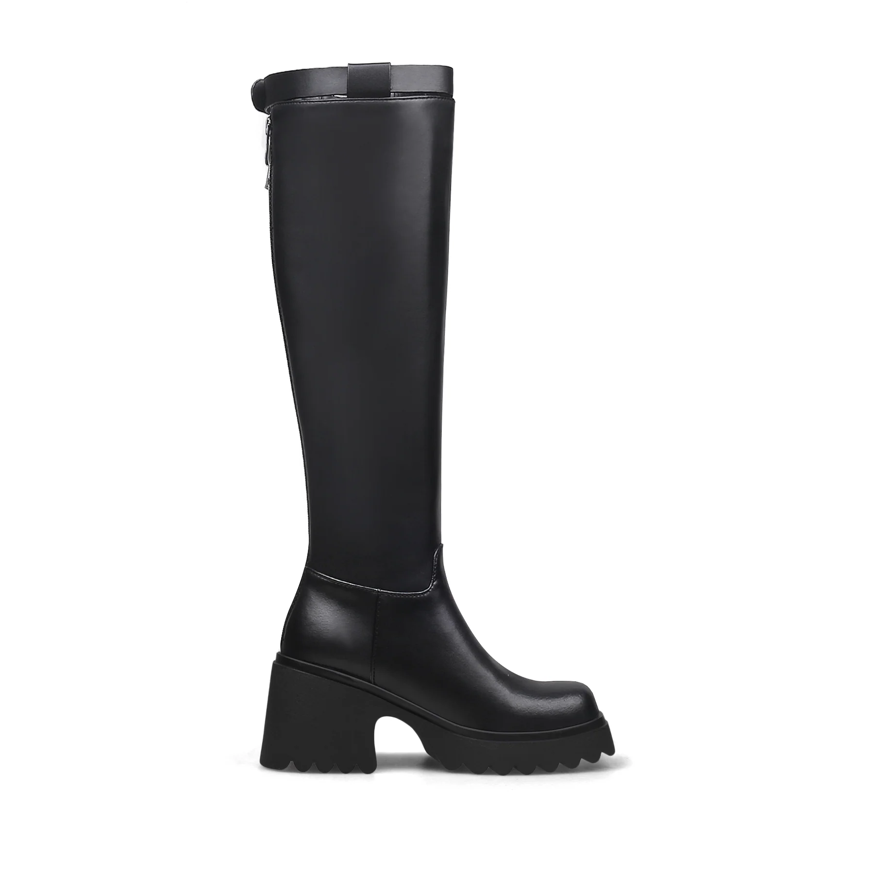 JADY ROSE | LUG SOLE KNEE HIGH LEATHER BOOT - BLACK - Image 9