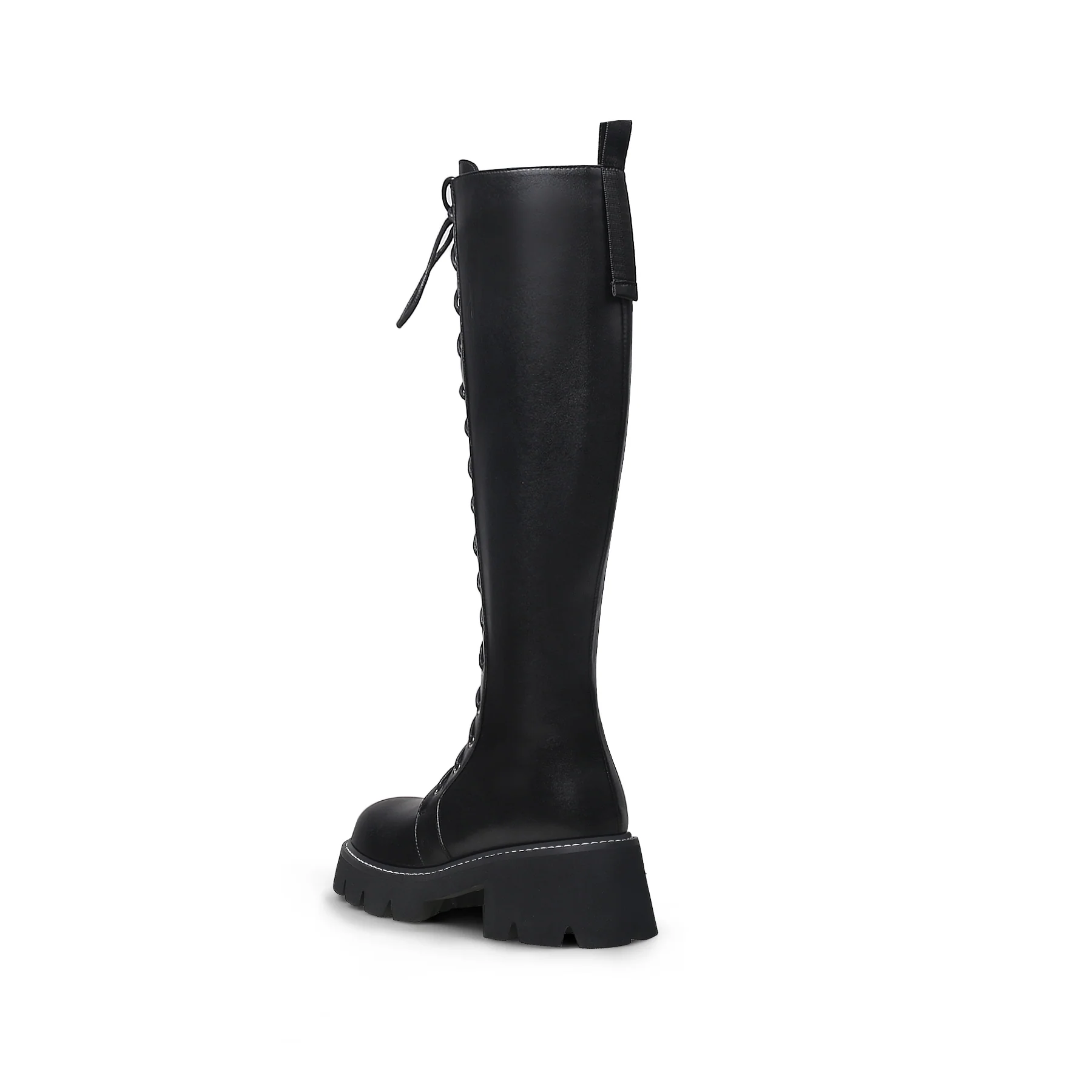 JADY ROSE | LUG SOLE LACE UP KNEE HIGH LEATHER BOOT - BLACK - Image 6