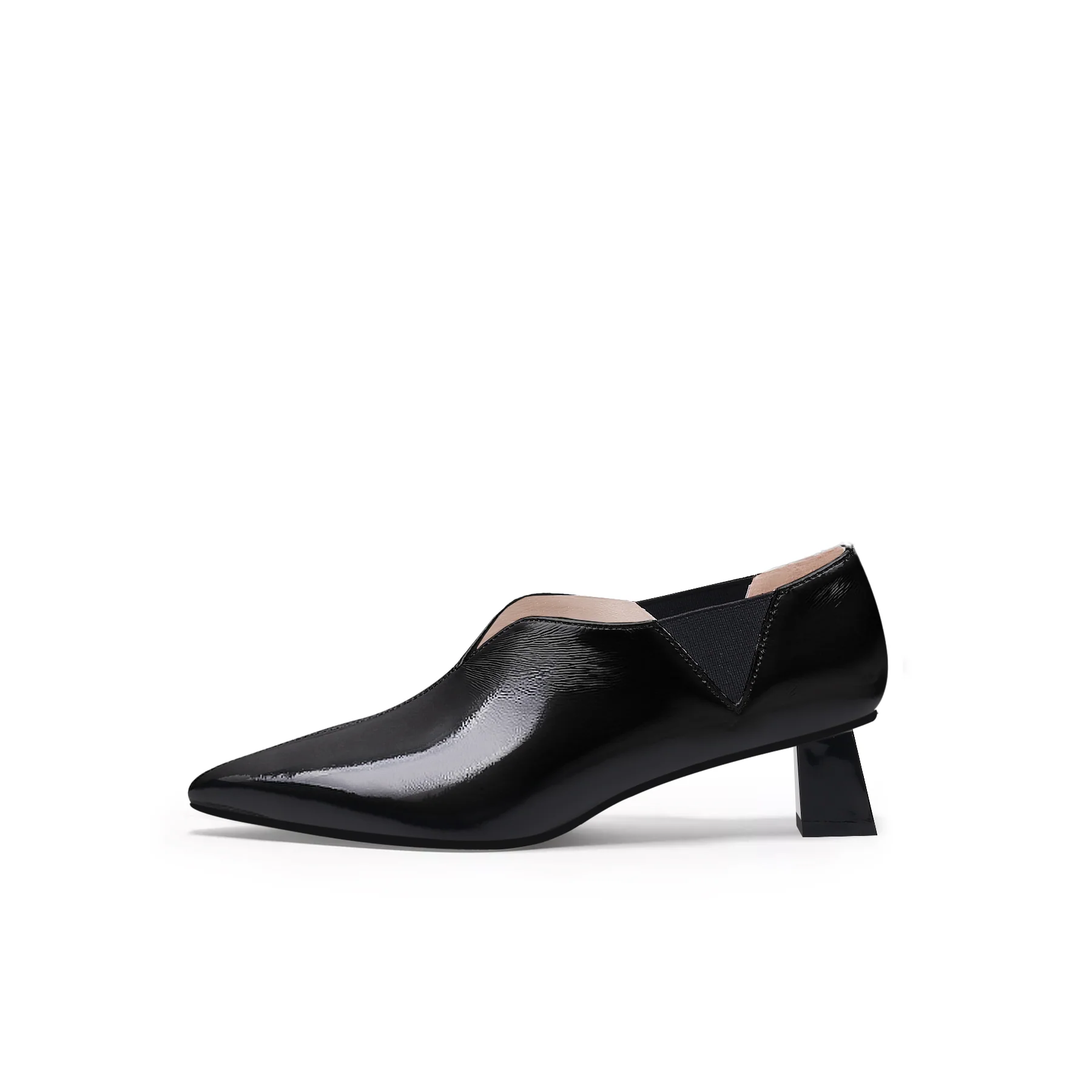 JADY ROSE | SHARP TOE LEATHER PUMP - BLACK - Image 4