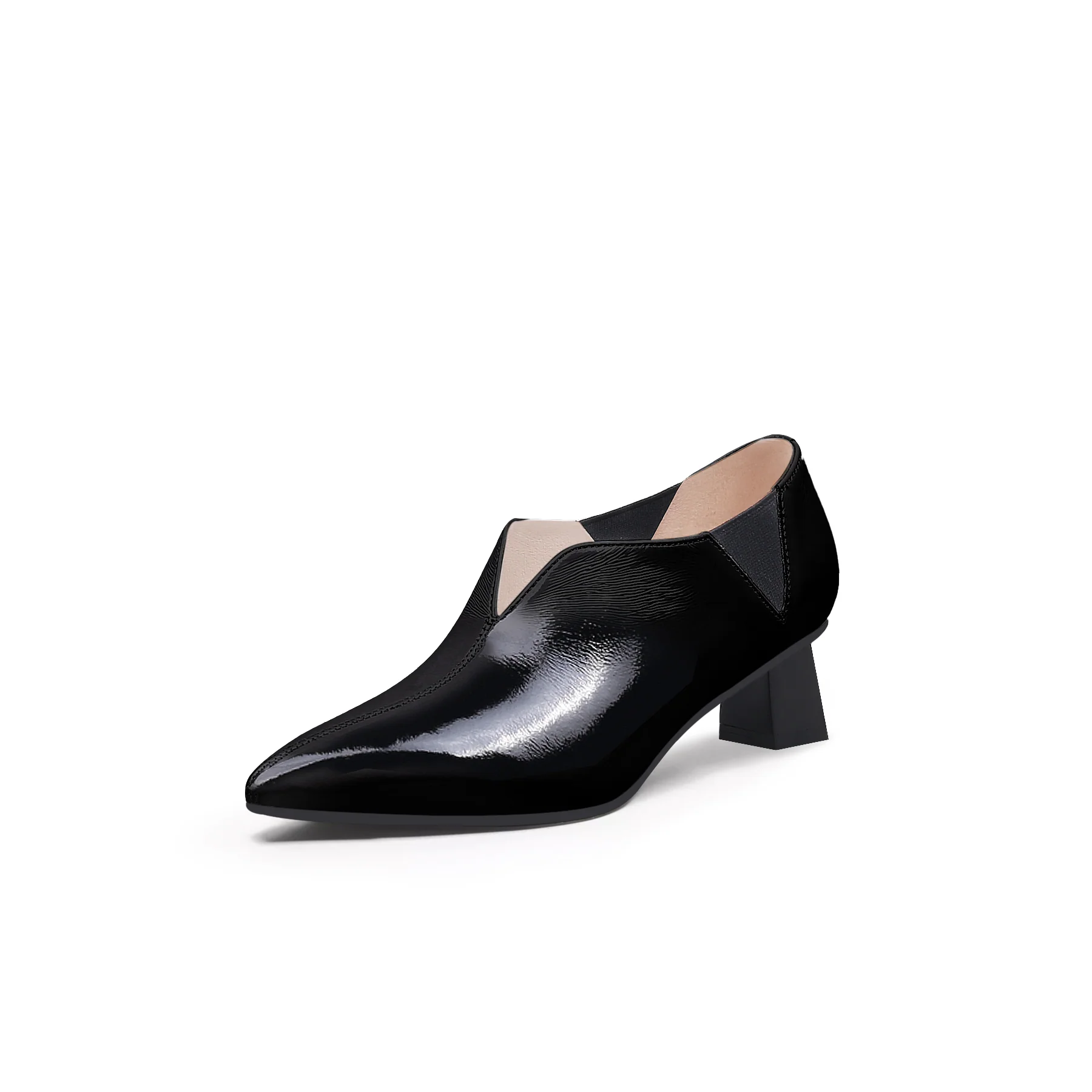 JADY ROSE | SHARP TOE LEATHER PUMP - BLACK - Image 5