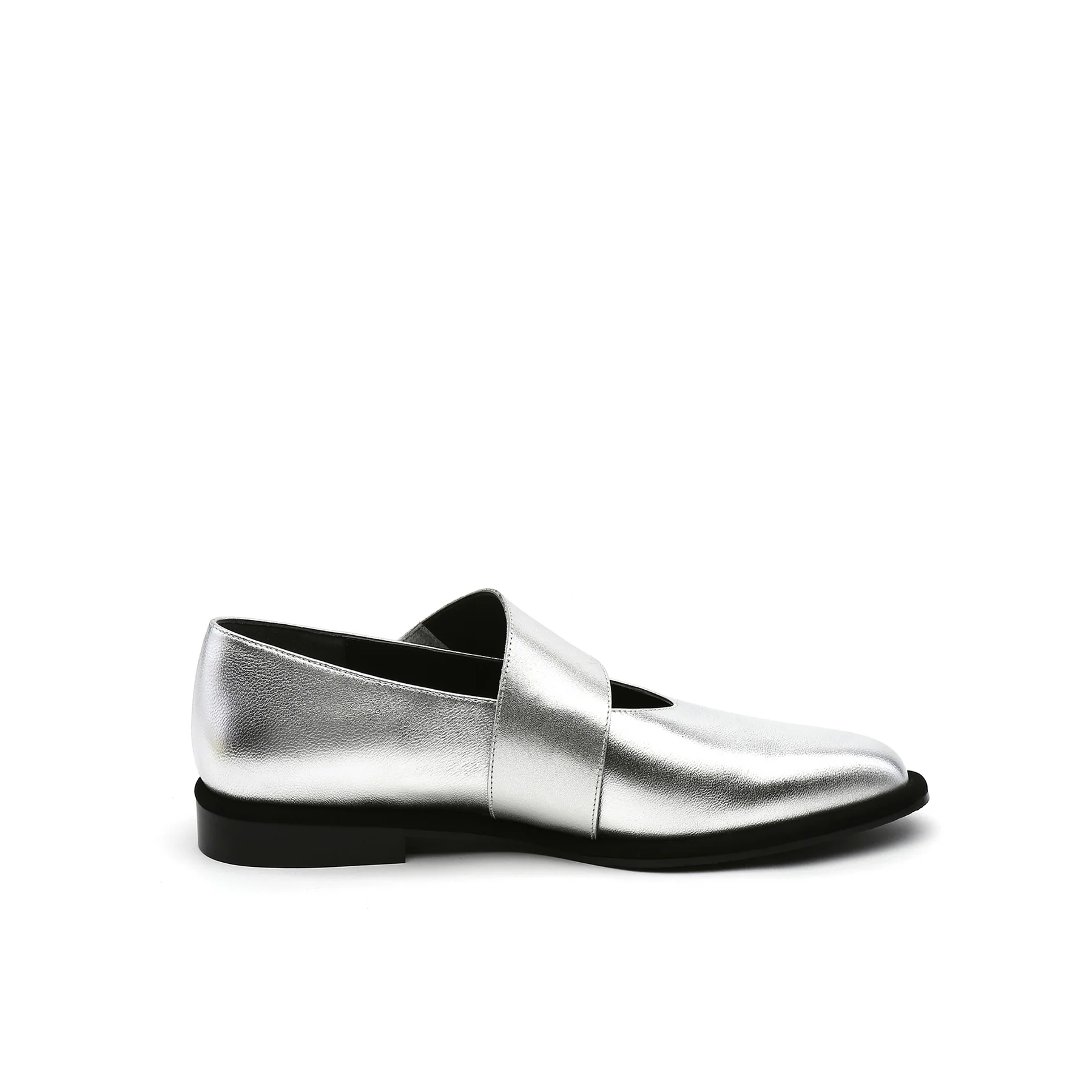 JADY ROSE | SIMPLE AS COMFORT LEATHER FLAT - SILVER - Image 2