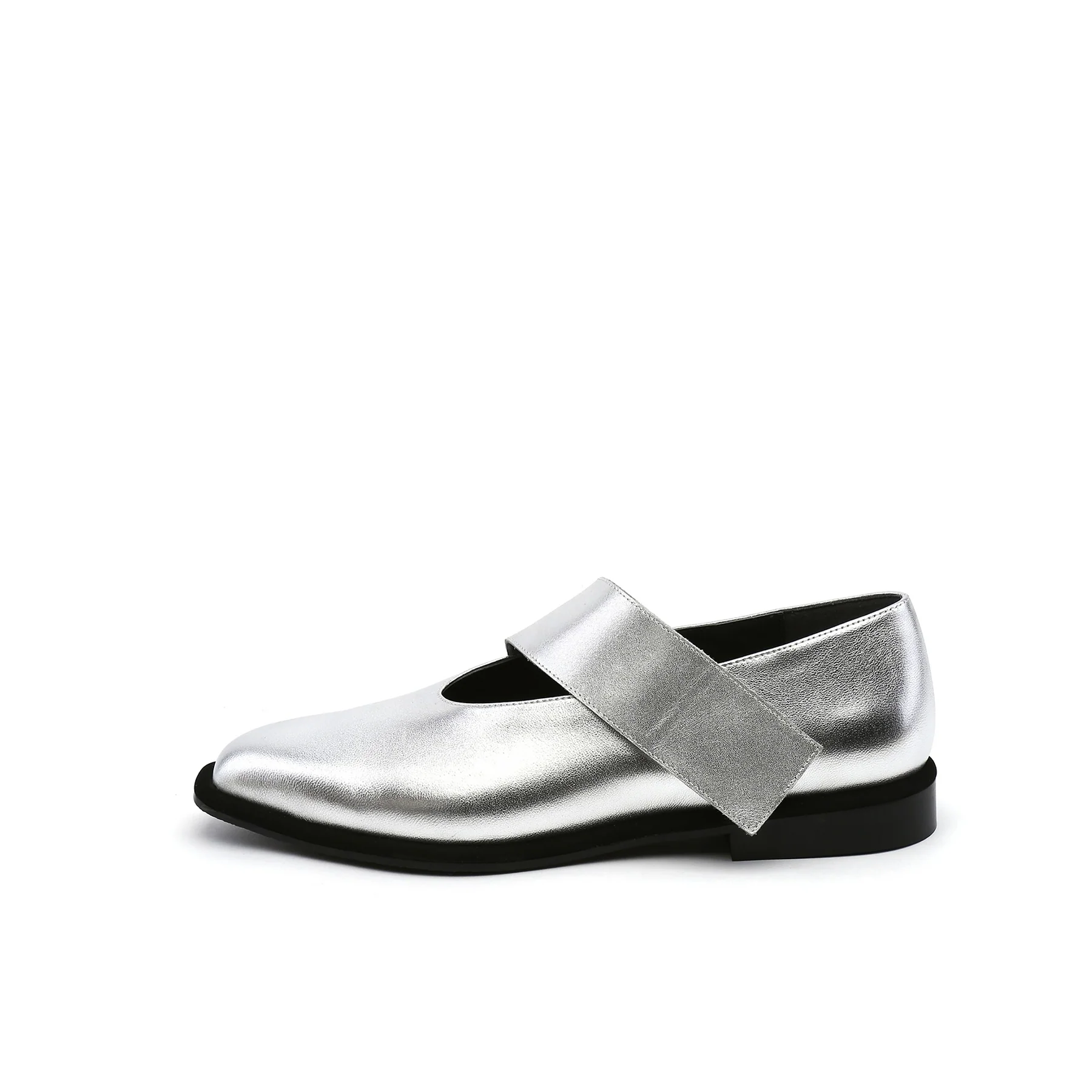 JADY ROSE | SIMPLE AS COMFORT LEATHER FLAT - SILVER - Image 3