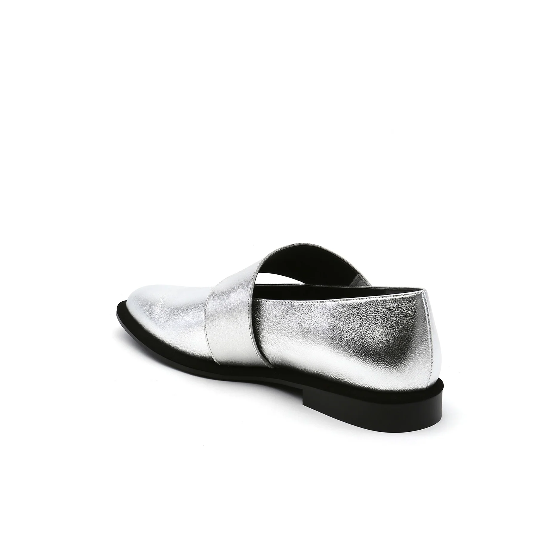 JADY ROSE | SIMPLE AS COMFORT LEATHER FLAT - SILVER - Image 4