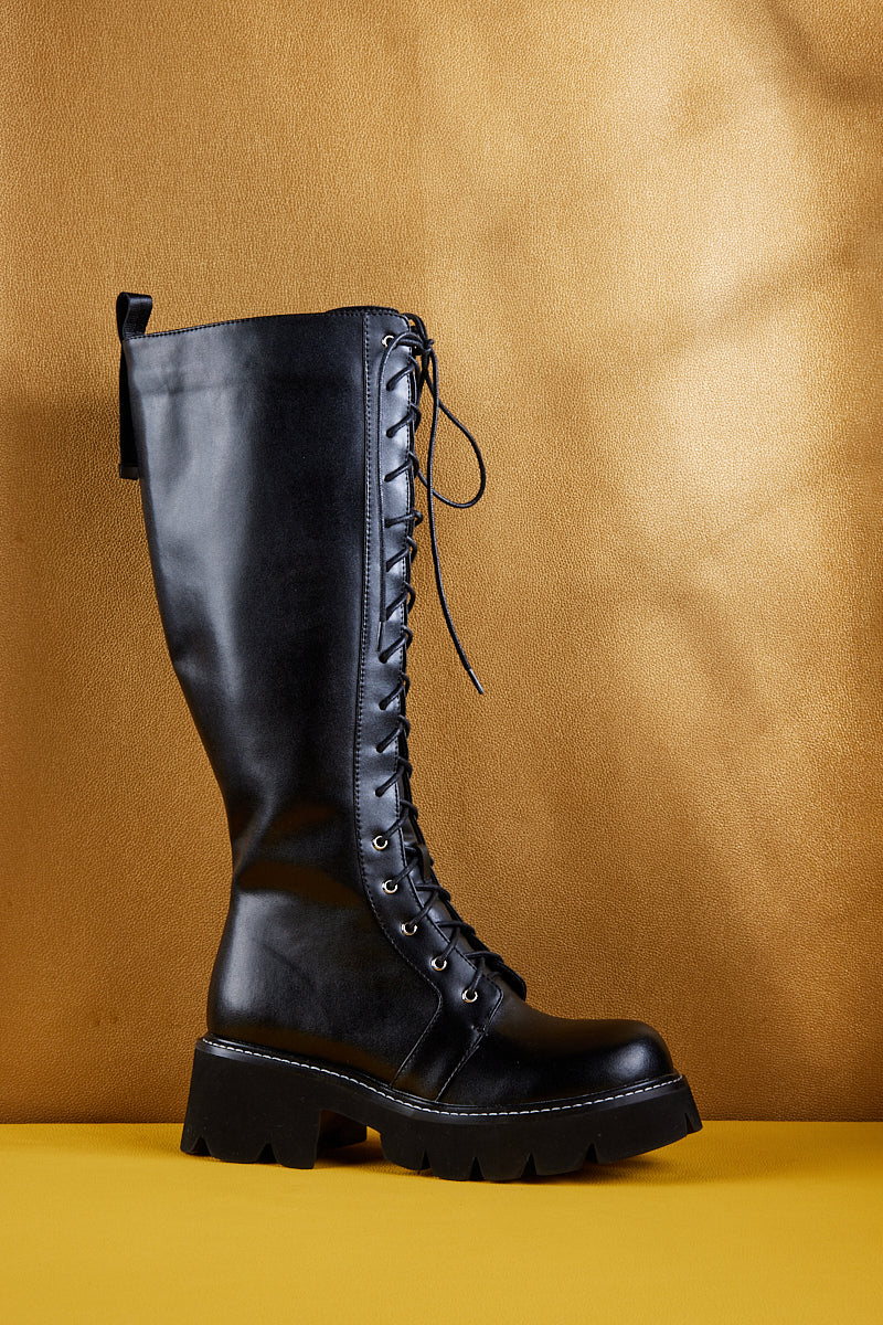 Jady Rose | Vinny Chunky-heel Leather Knee High Boot - Image 10