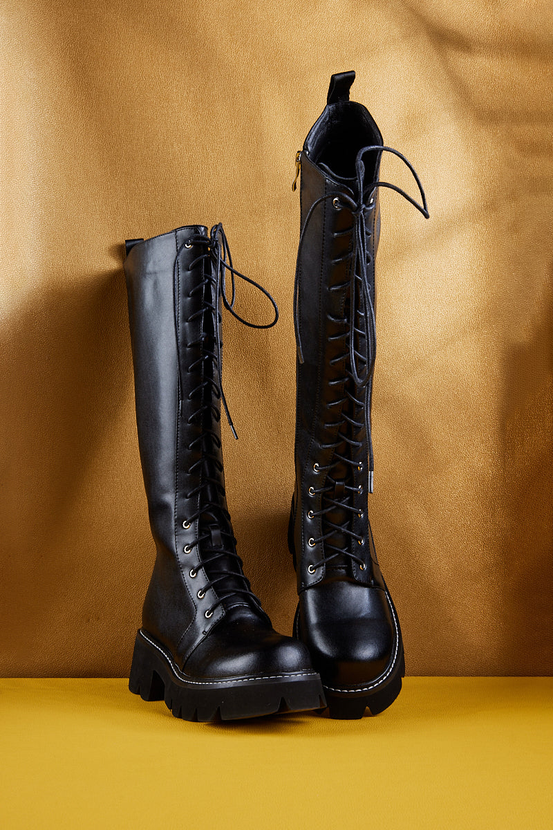Jady Rose | Vinny Chunky-heel Leather Knee High Boot - Image 11