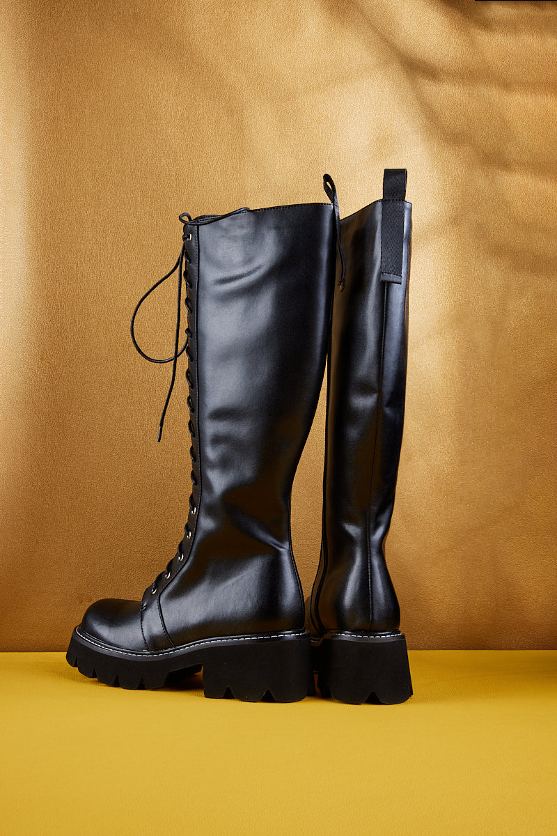 Jady Rose | Vinny Chunky-heel Leather Knee High Boot - Image 12
