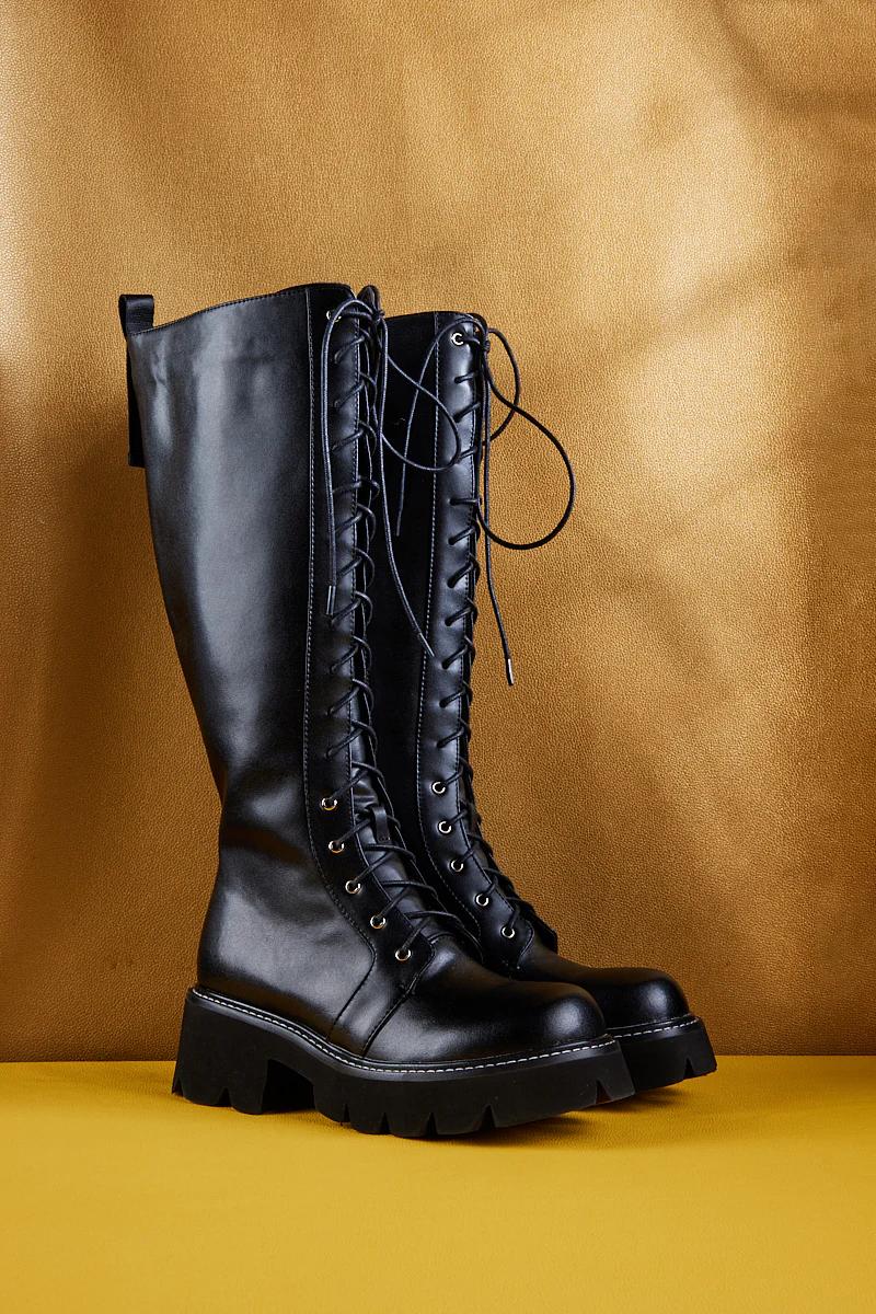 Jady Rose | Vinny Chunky-heel Leather Knee High Boot - Image 9