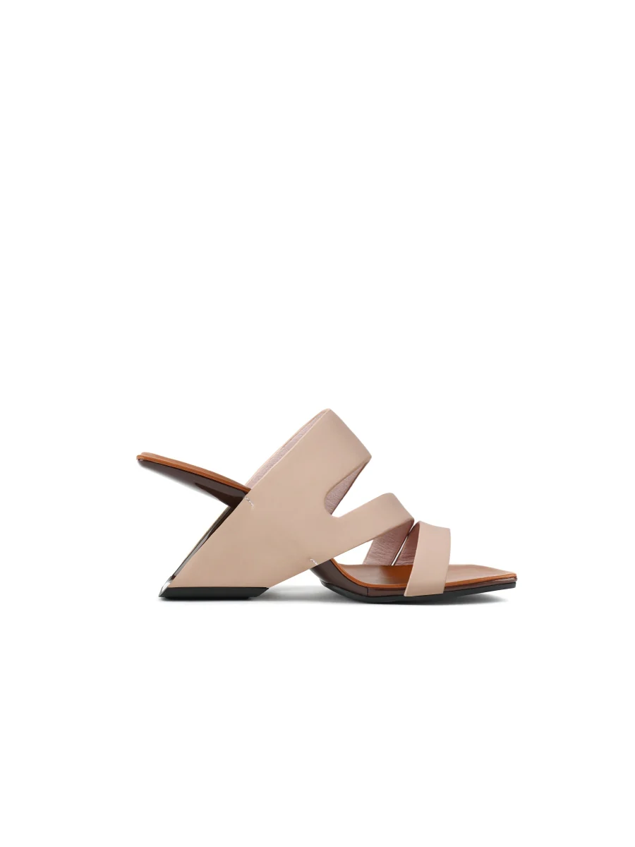 JadyRose | Beige Cross Strap Leather Heels - Image 3