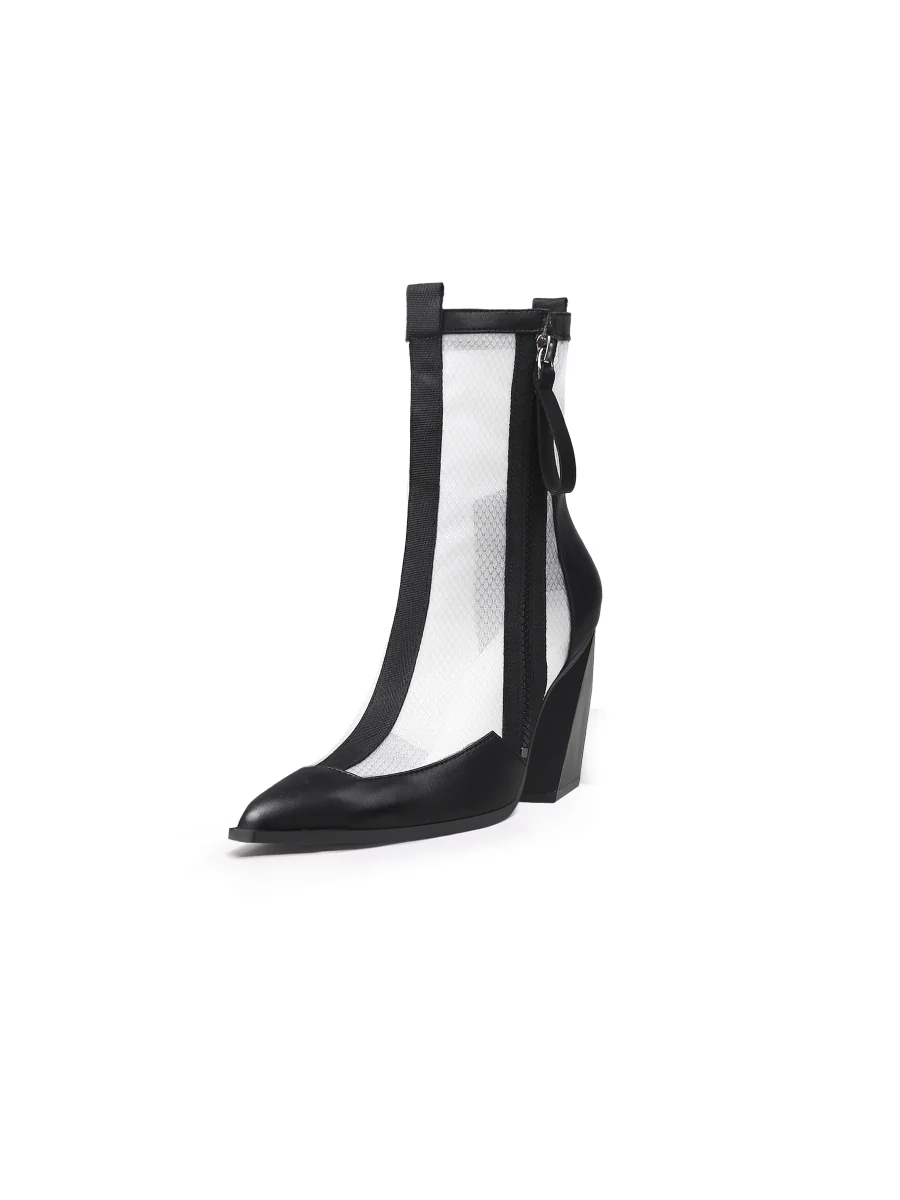 JadyRose | Geometry Block Heel Summer Boots - Black - Image 3