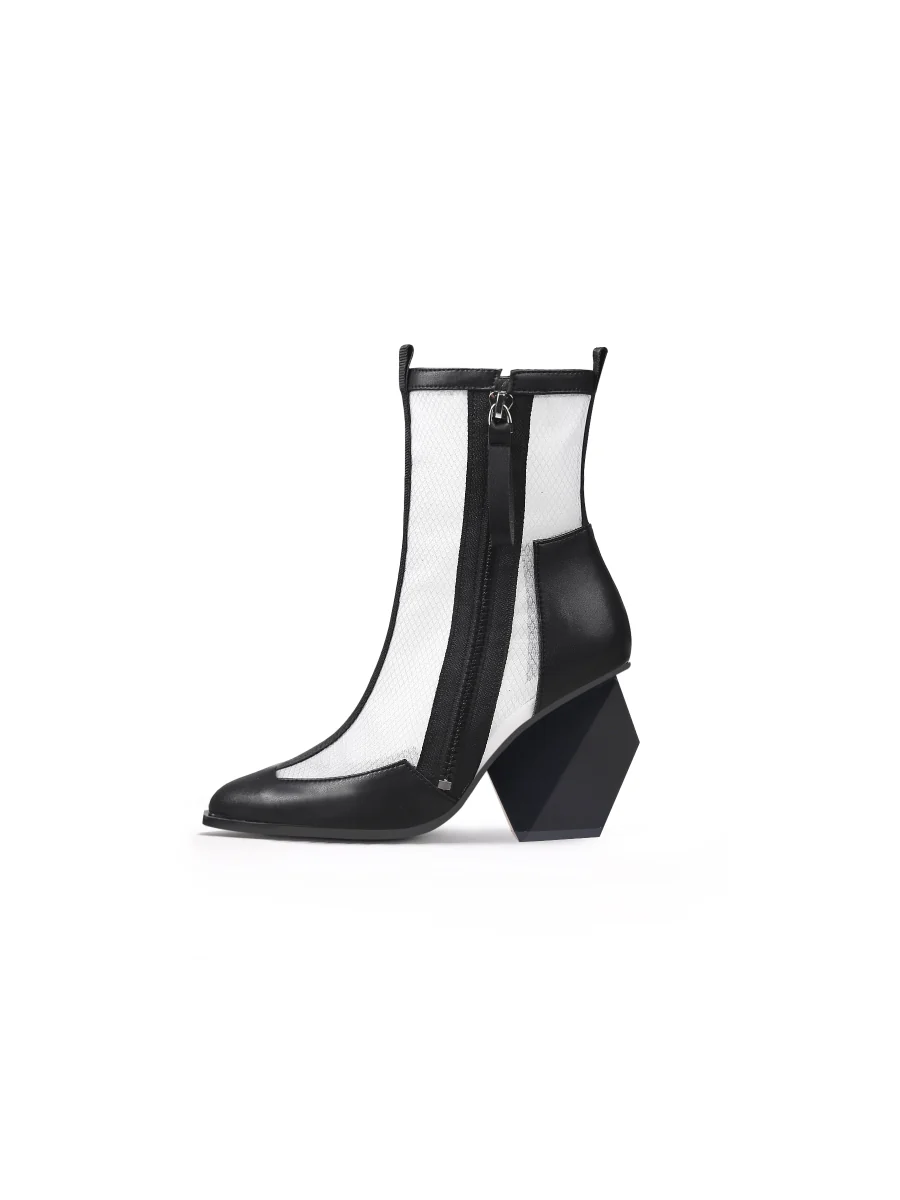 JadyRose | Geometry Block Heel Summer Boots - Black - Image 4