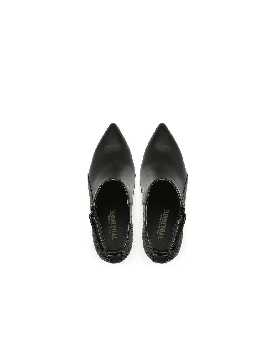 JadyRose | Triangled Heel Cut Out High Heel Leather Boots - Black - Image 5