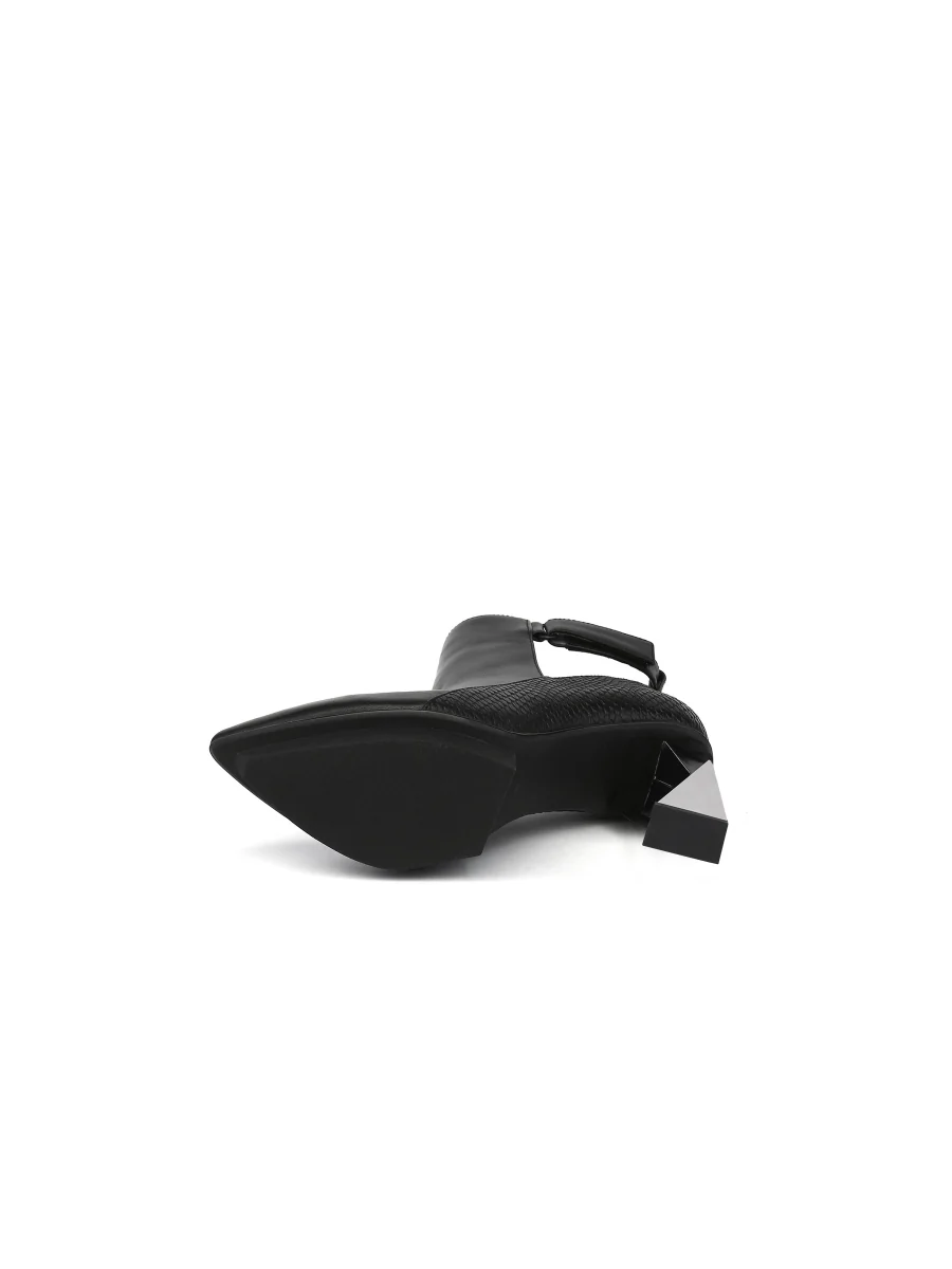 JadyRose | Triangled Heel Cut Out High Heel Leather Boots - Black - Image 7