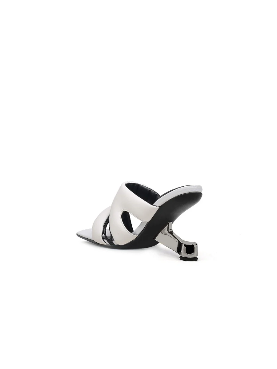 JadyRose | White Croissant Leather Slide - Image 4
