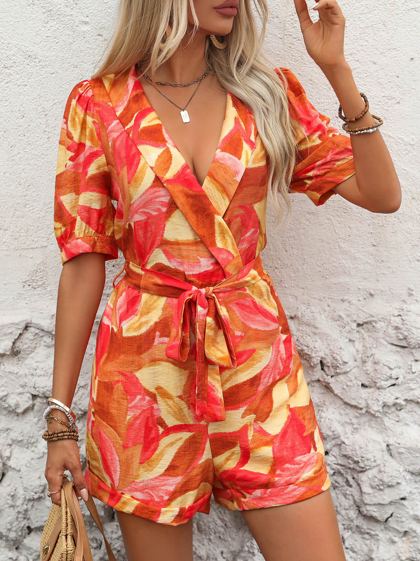Jaime Tie Waist Blazer Style Romper - Image 2