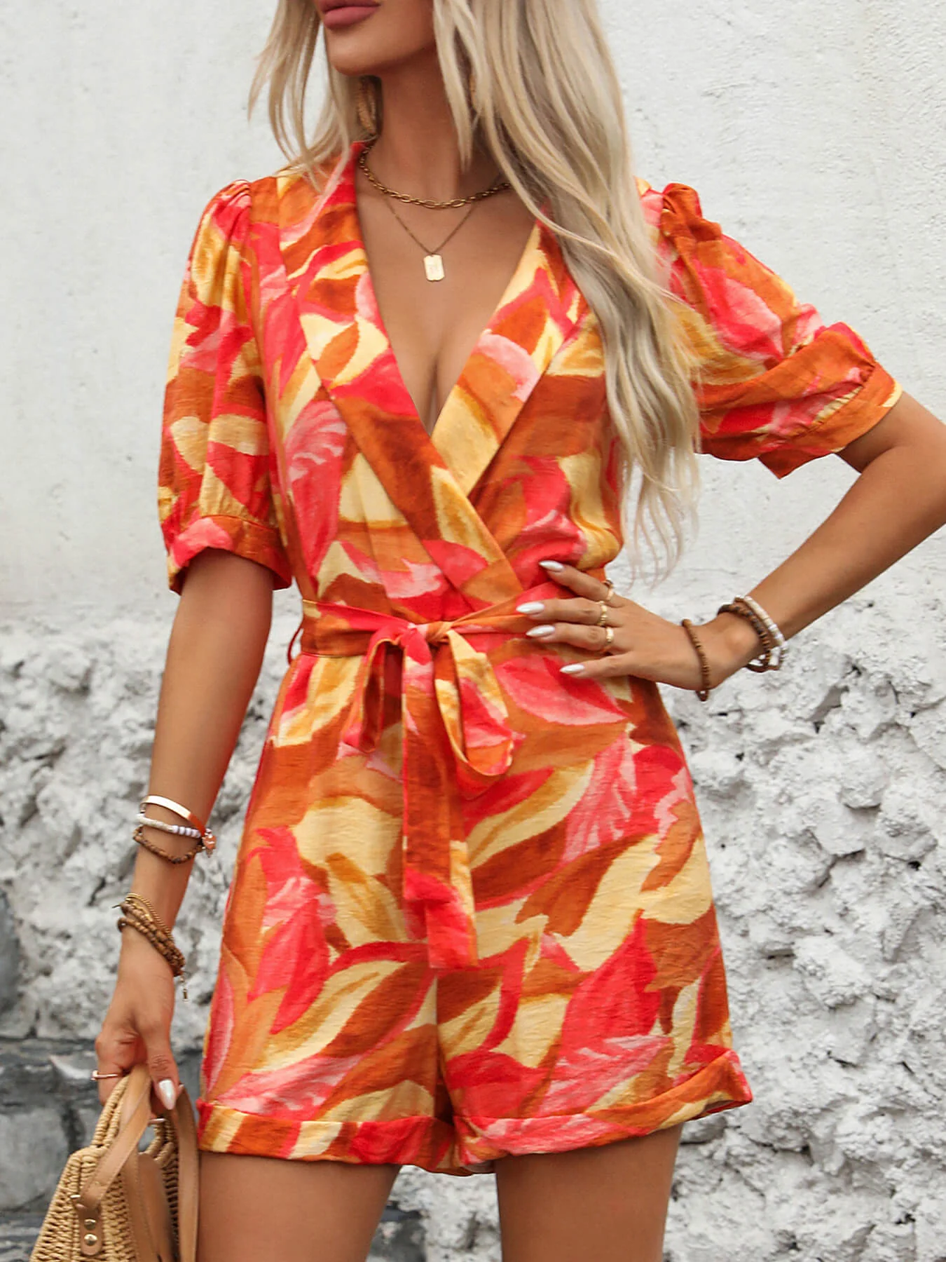 Jaime Tie Waist Blazer Style Romper - Image 3