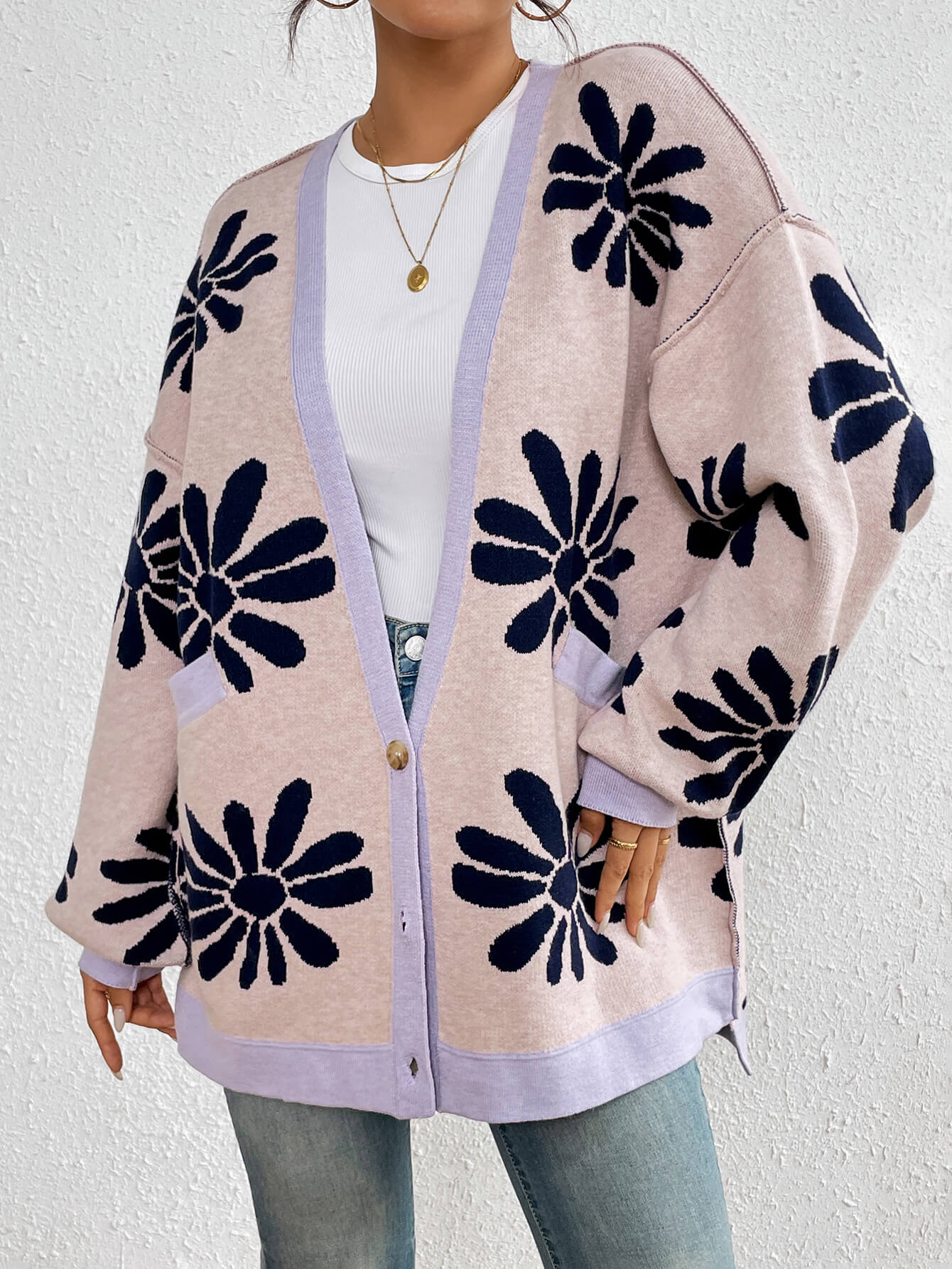 Janelle Floral Knit Cardigan - Pink - Image 5